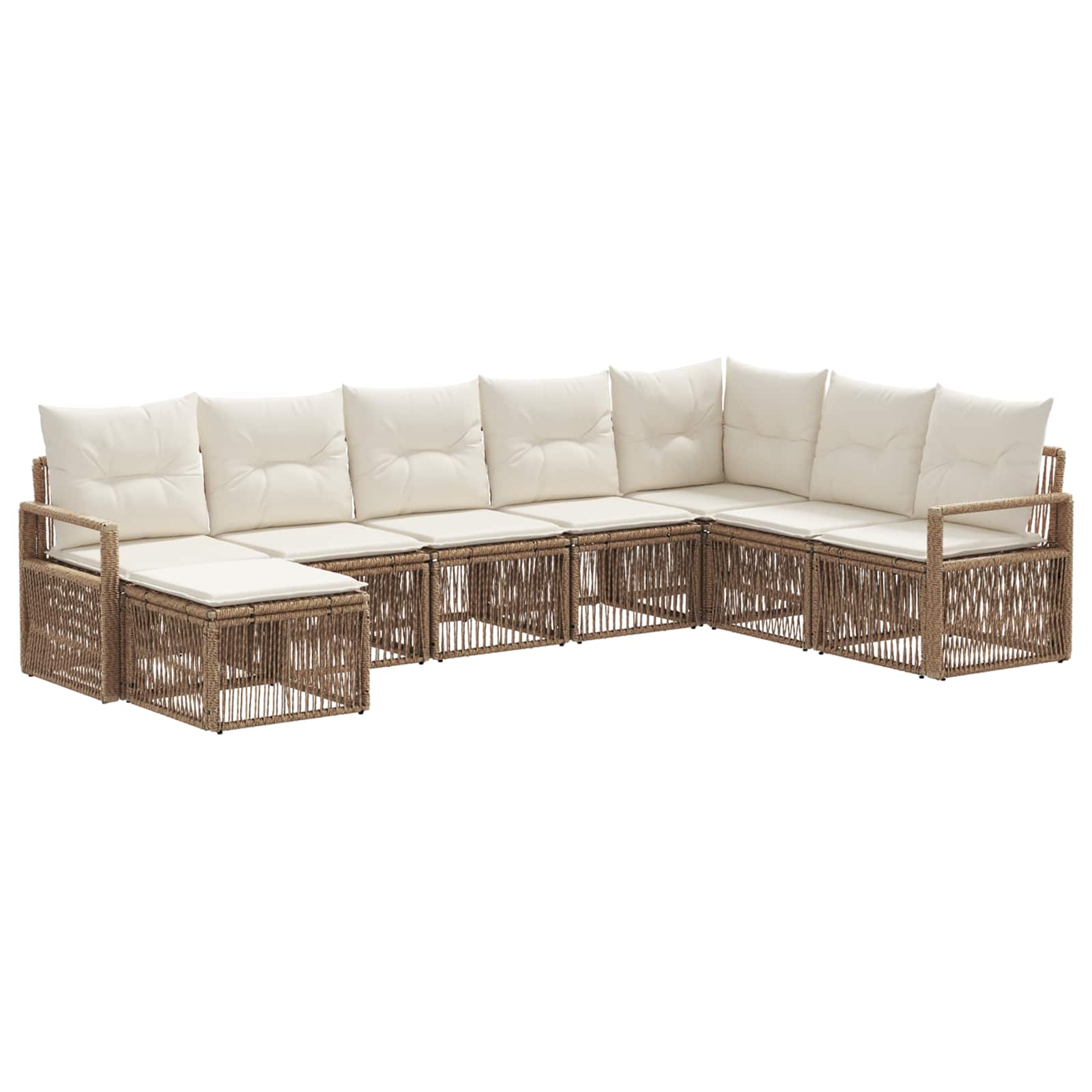 Ensemble de canapé de jardin 8 pcs Beige polyrotin - XIOS