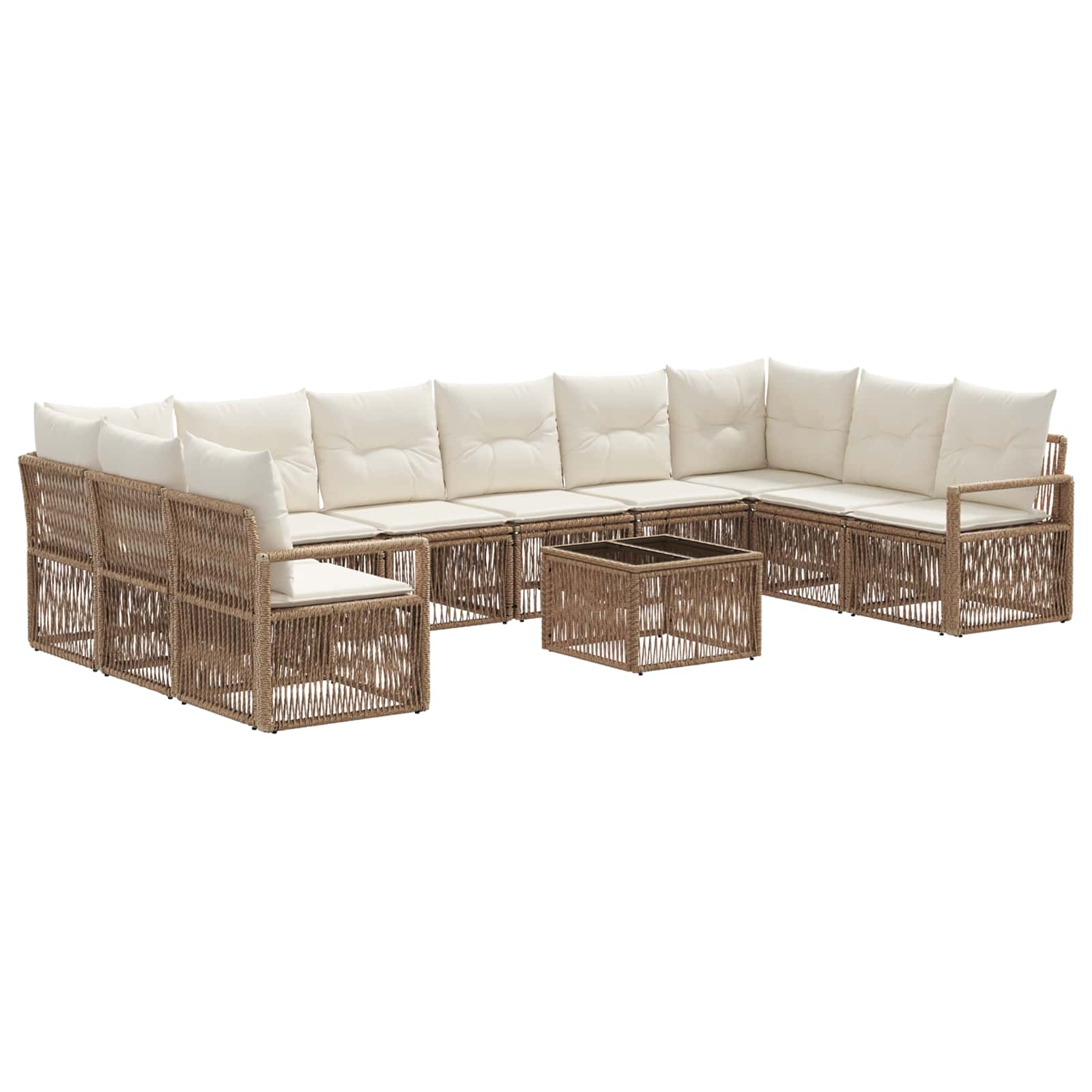 Ensemble de canapé de jardin 11 pcs Beige polyrotin - XIOS