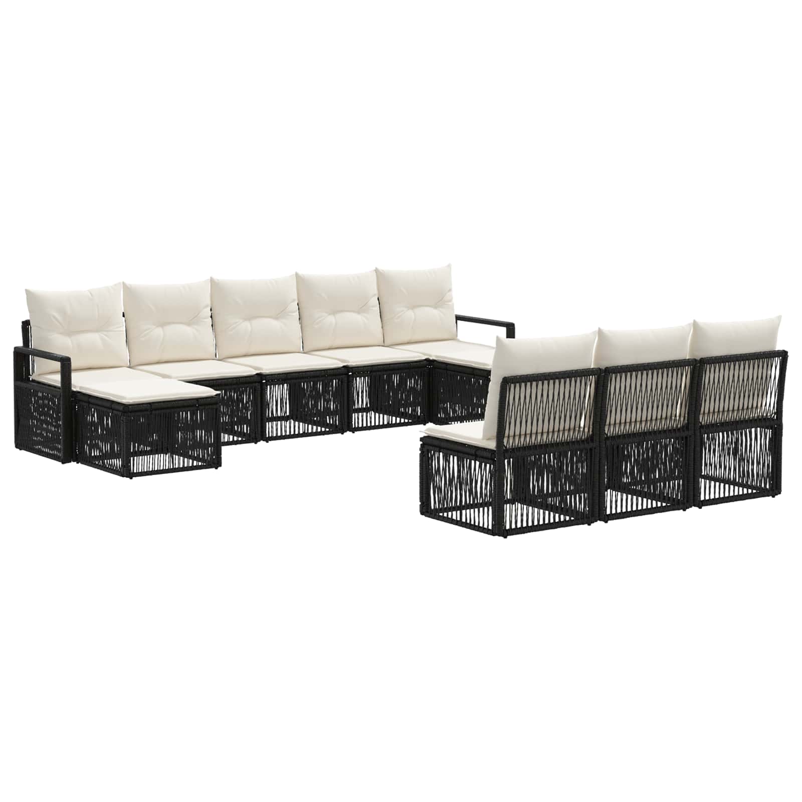 Ensemble de canapé de jardin 10 pcs Noir polyrotin - XIOS