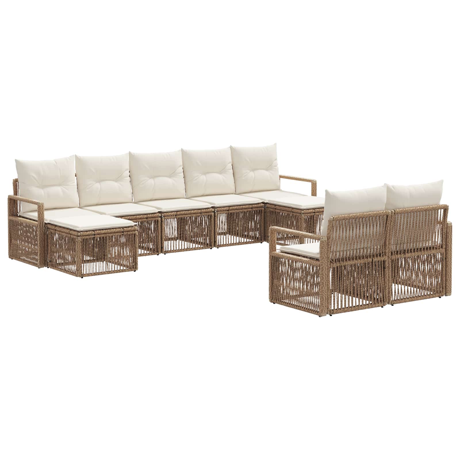 Ensemble de canapé de jardin 9 pcs Beige polyrotin - XIOS