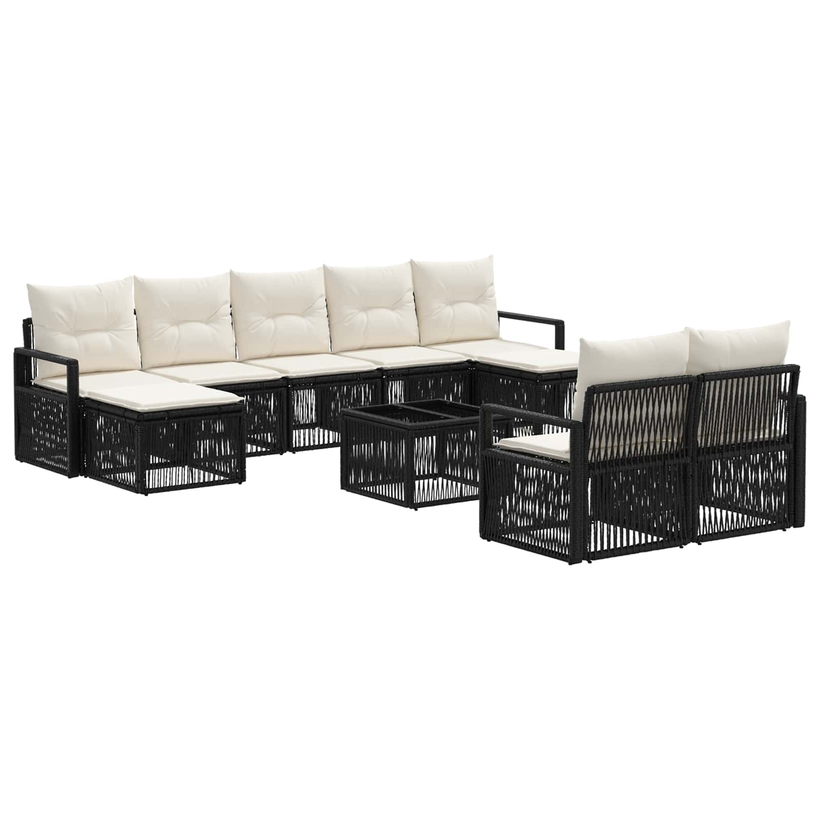 Ensemble de canapé de jardin 10 pcs Noir polyrotin - XIOS