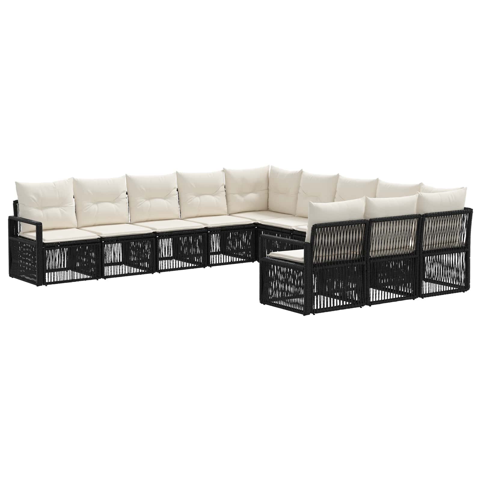Ensemble de canapé de jardin 11 pcs Noir polyrotin - XIOS