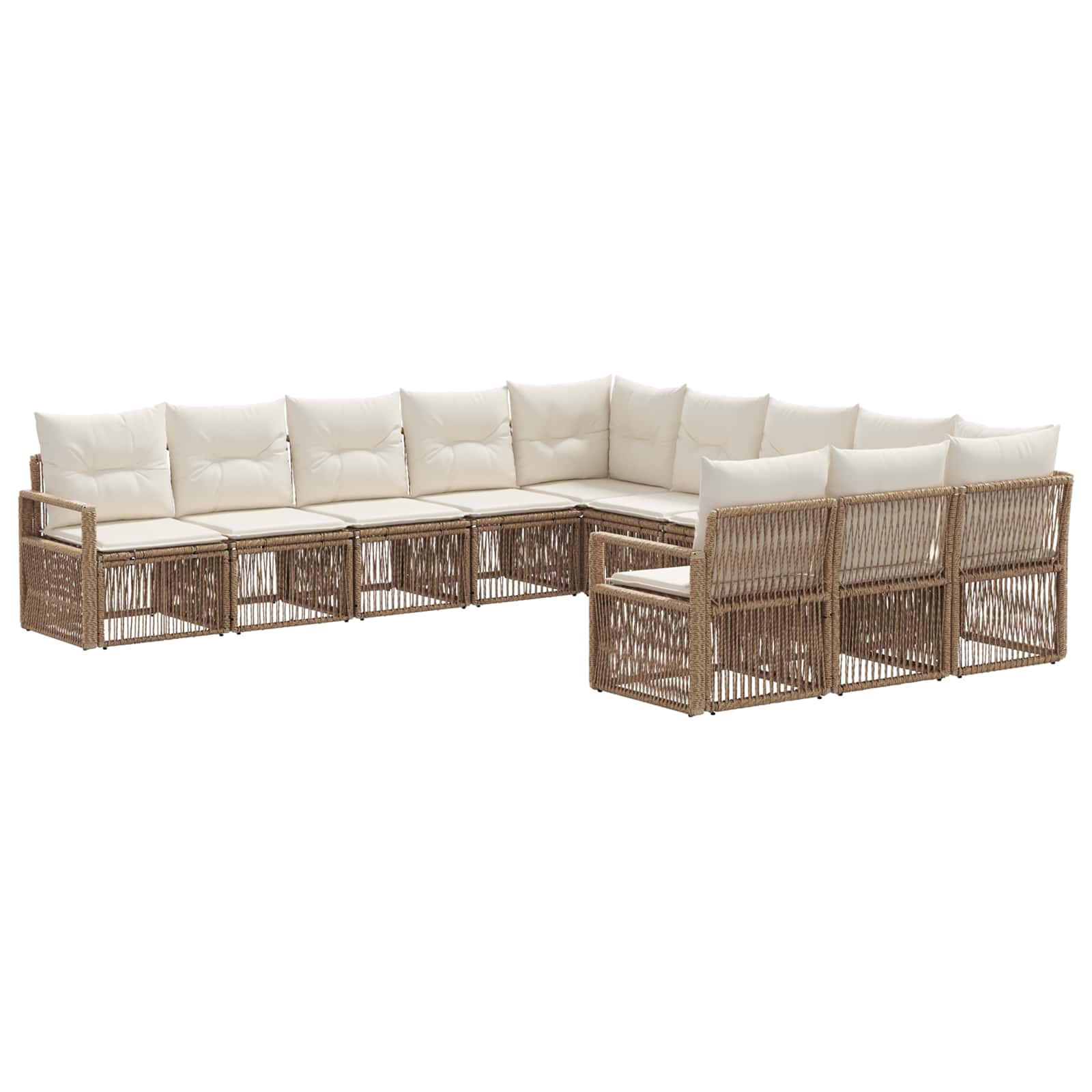 Ensemble de canapé de jardin 11 pcs Beige polyrotin - XIOS