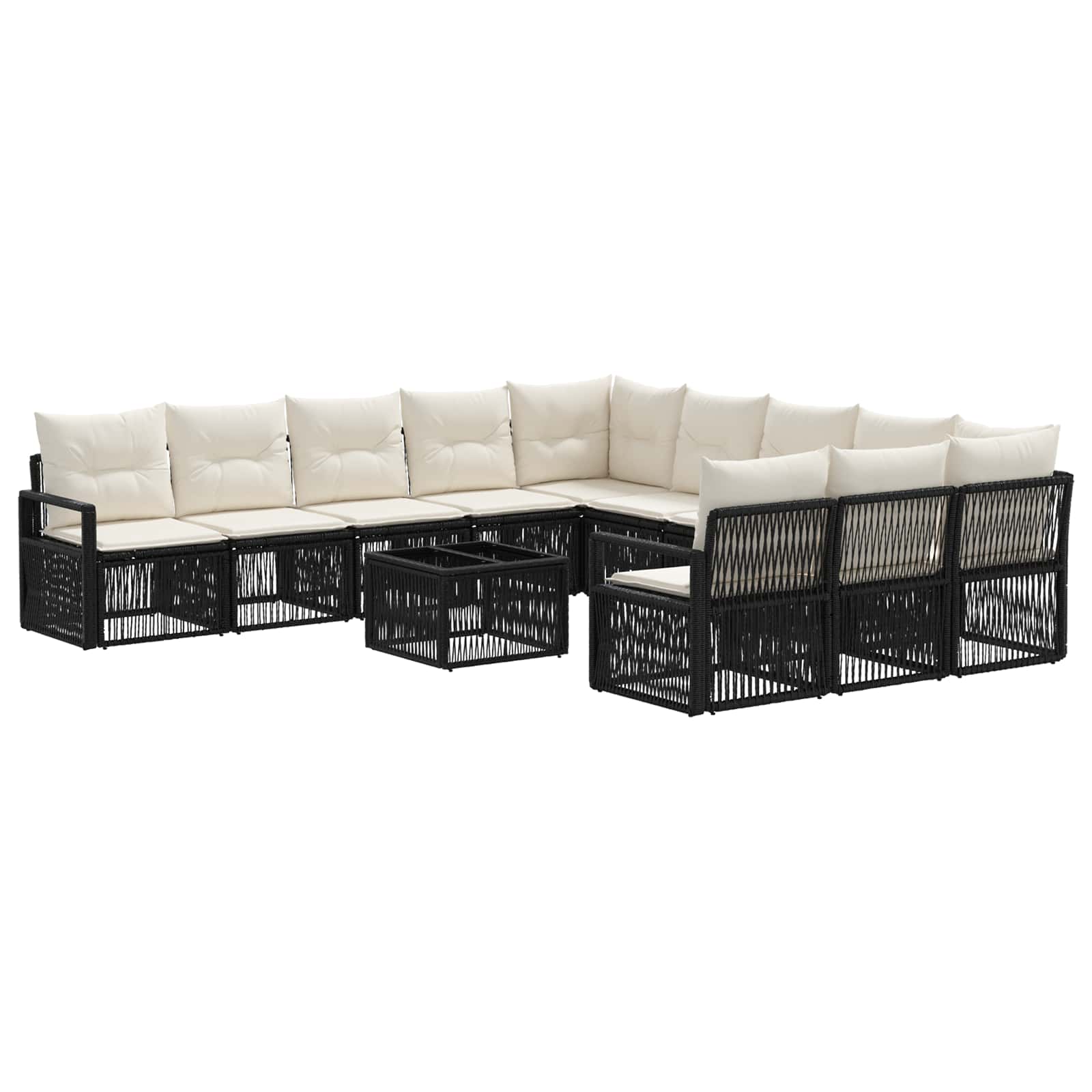 Ensemble de canapé de jardin 12 pcs Noir polyrotin - XIOS