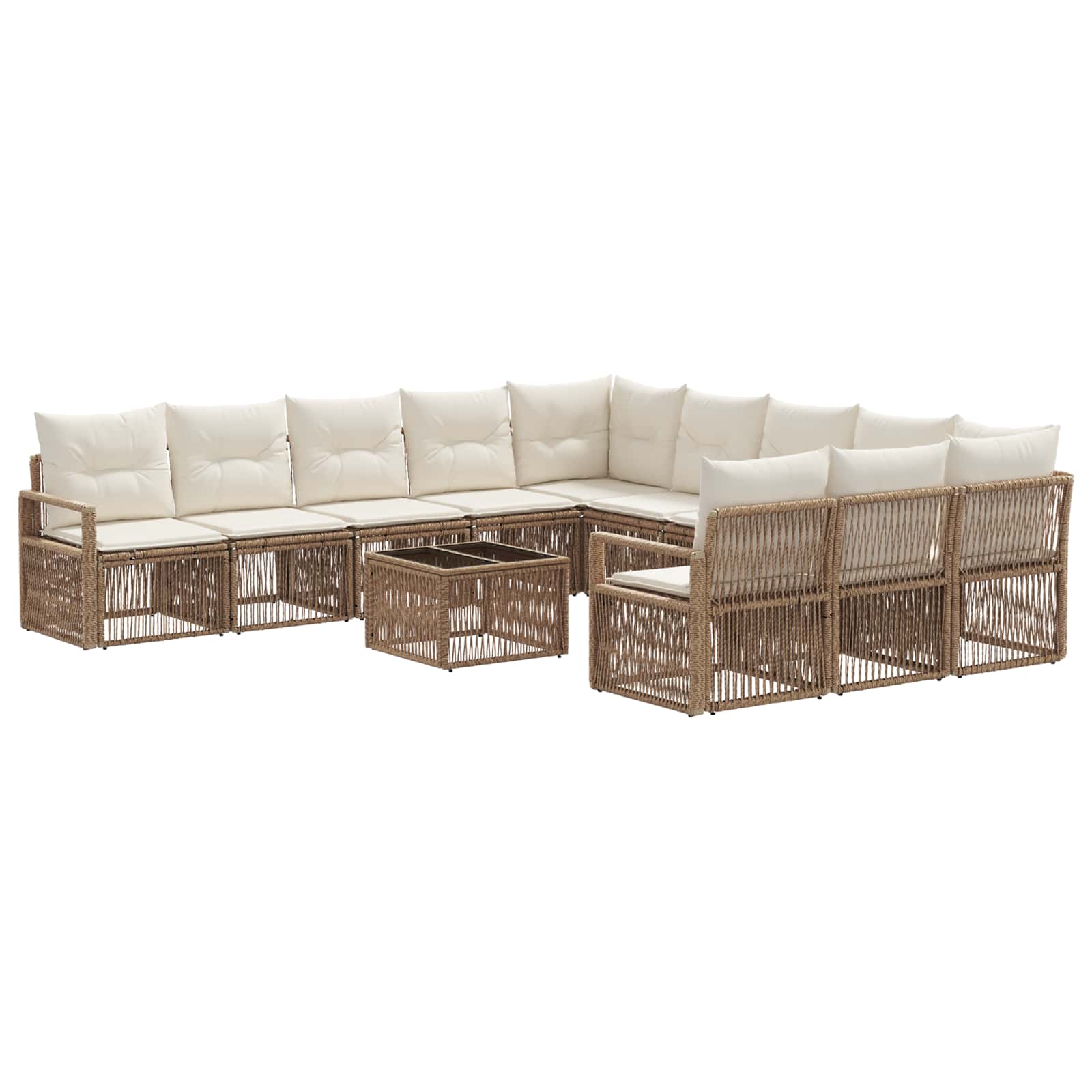 Ensemble de canapé de jardin 12 pcs Beige polyrotin - XIOS
