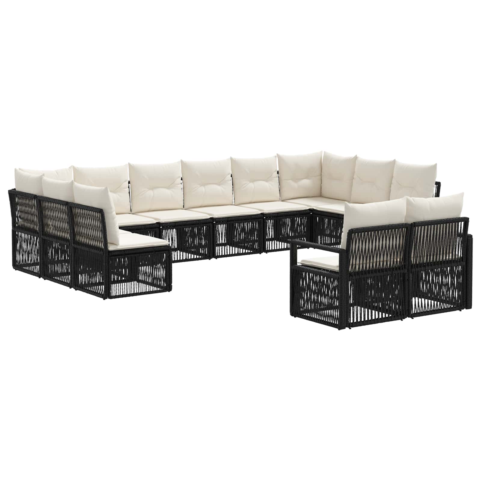 Ensemble de canapé de jardin 12 pcs Noir polyrotin - XIOS
