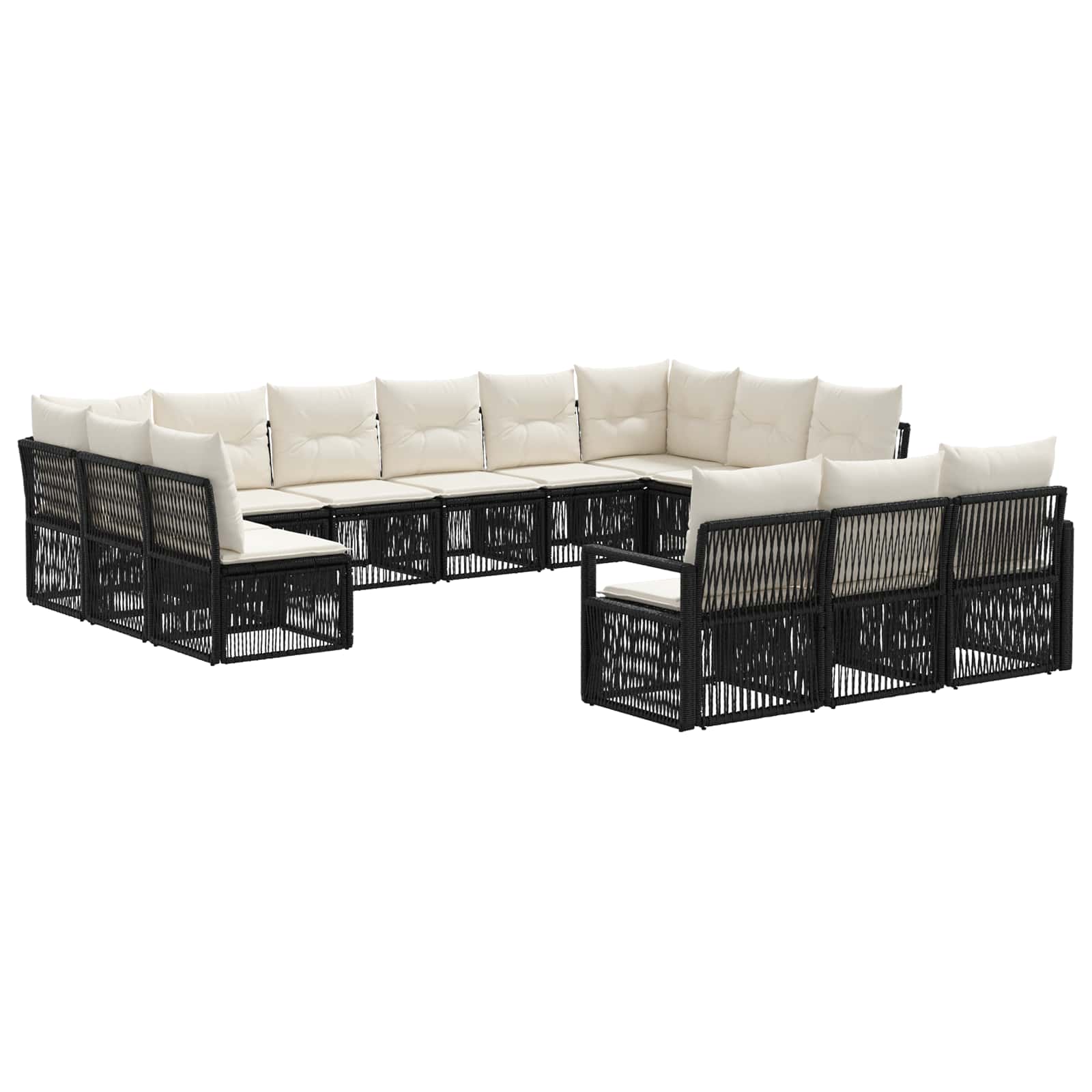 Ensemble de canapé de jardin 13 pcs Noir polyrotin - XIOS