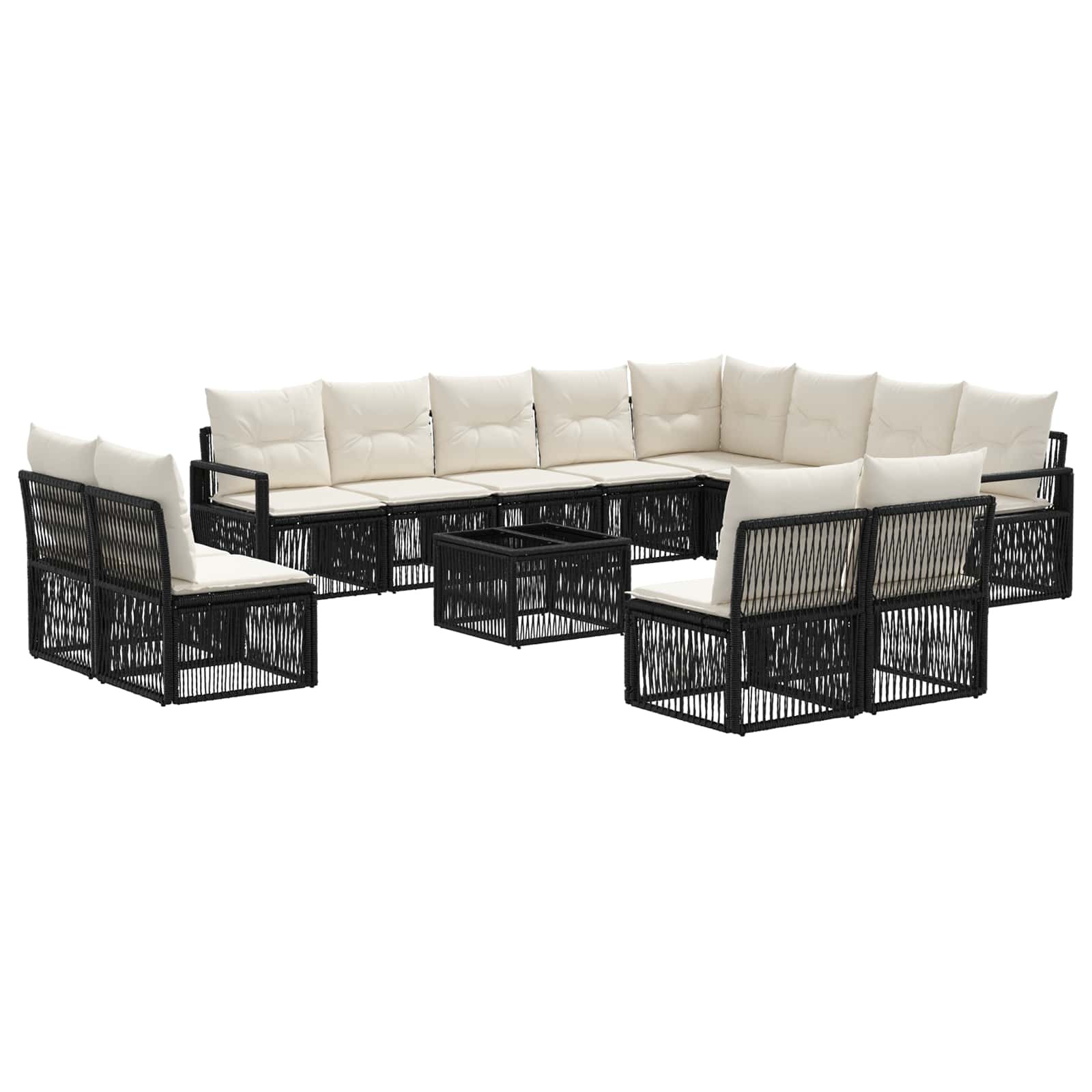 Ensemble de canapé de jardin 13 pcs Noir polyrotin - XIOS