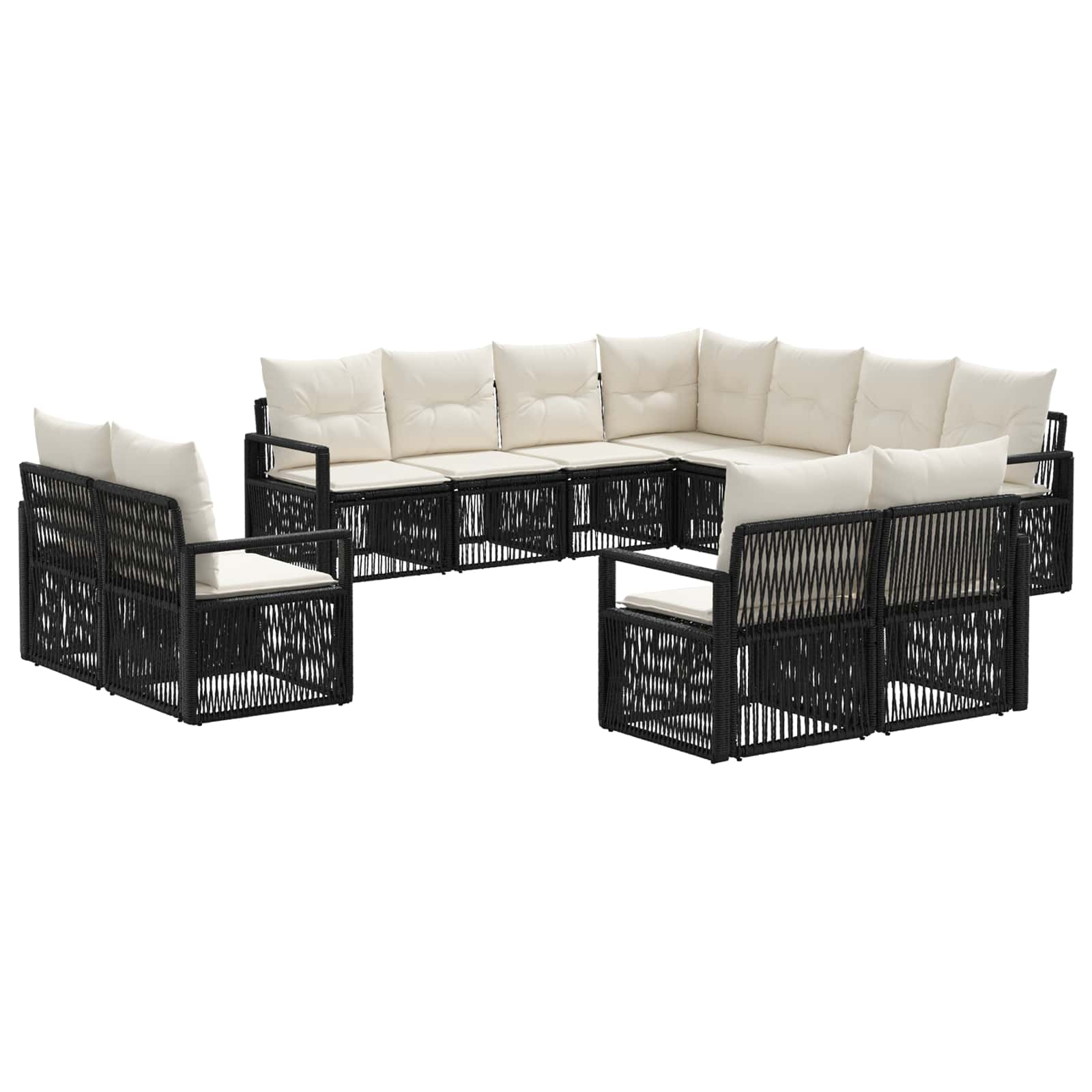 Ensemble de canapé de jardin 11 pcs Noir polyrotin - XIOS