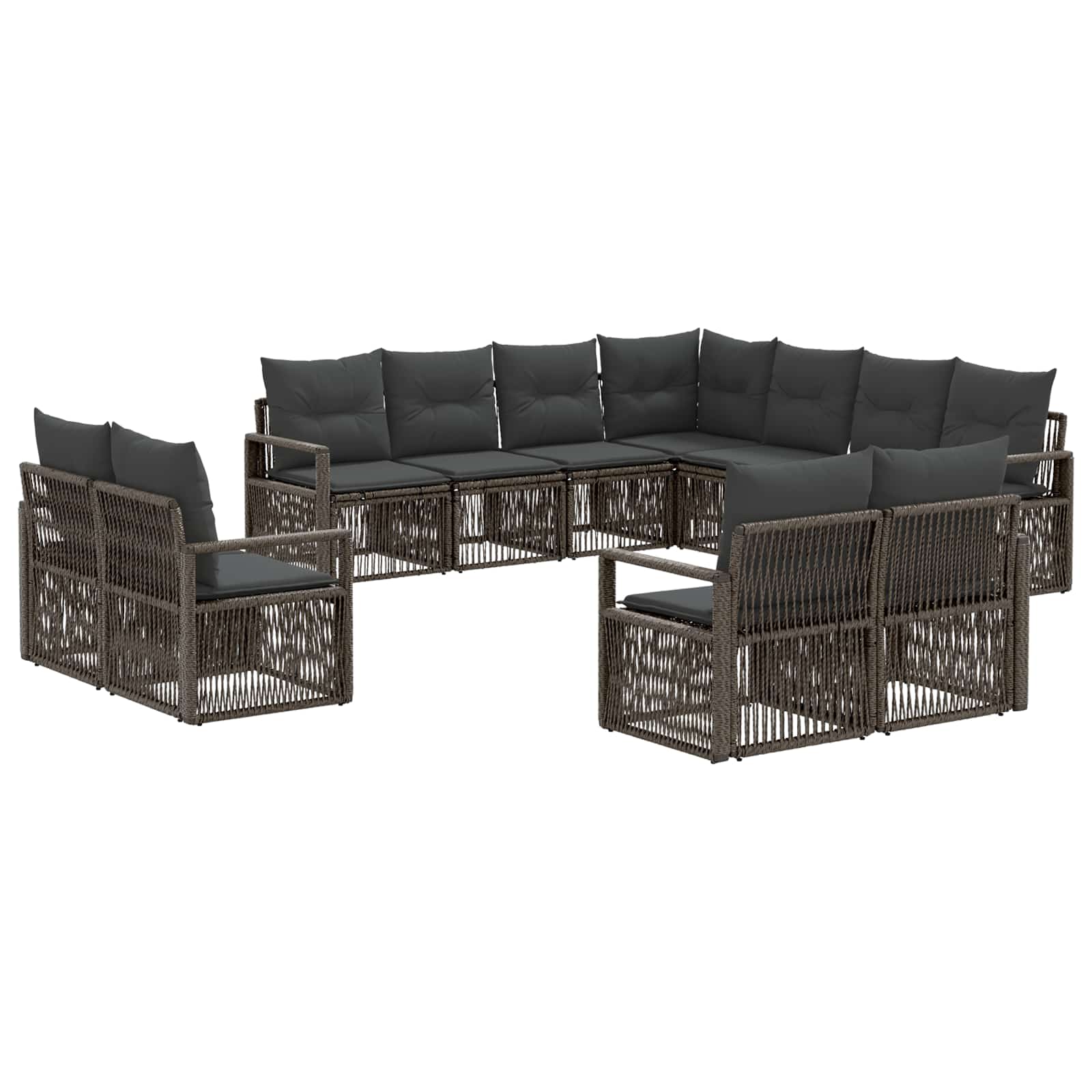 Ensemble de canapé de jardin 11 pcs Gris polyrotin - XIOS