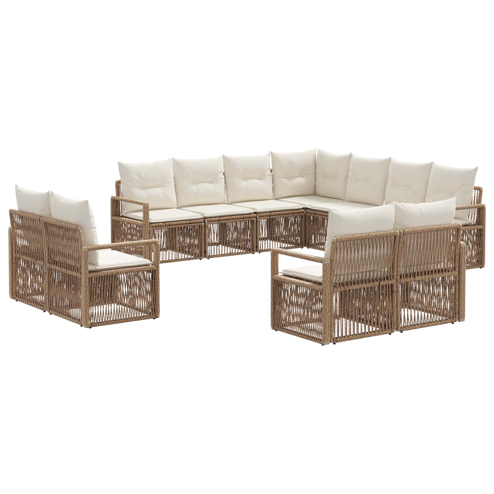 Ensemble de canapé de jardin 11 pcs Beige polyrotin - XIOS