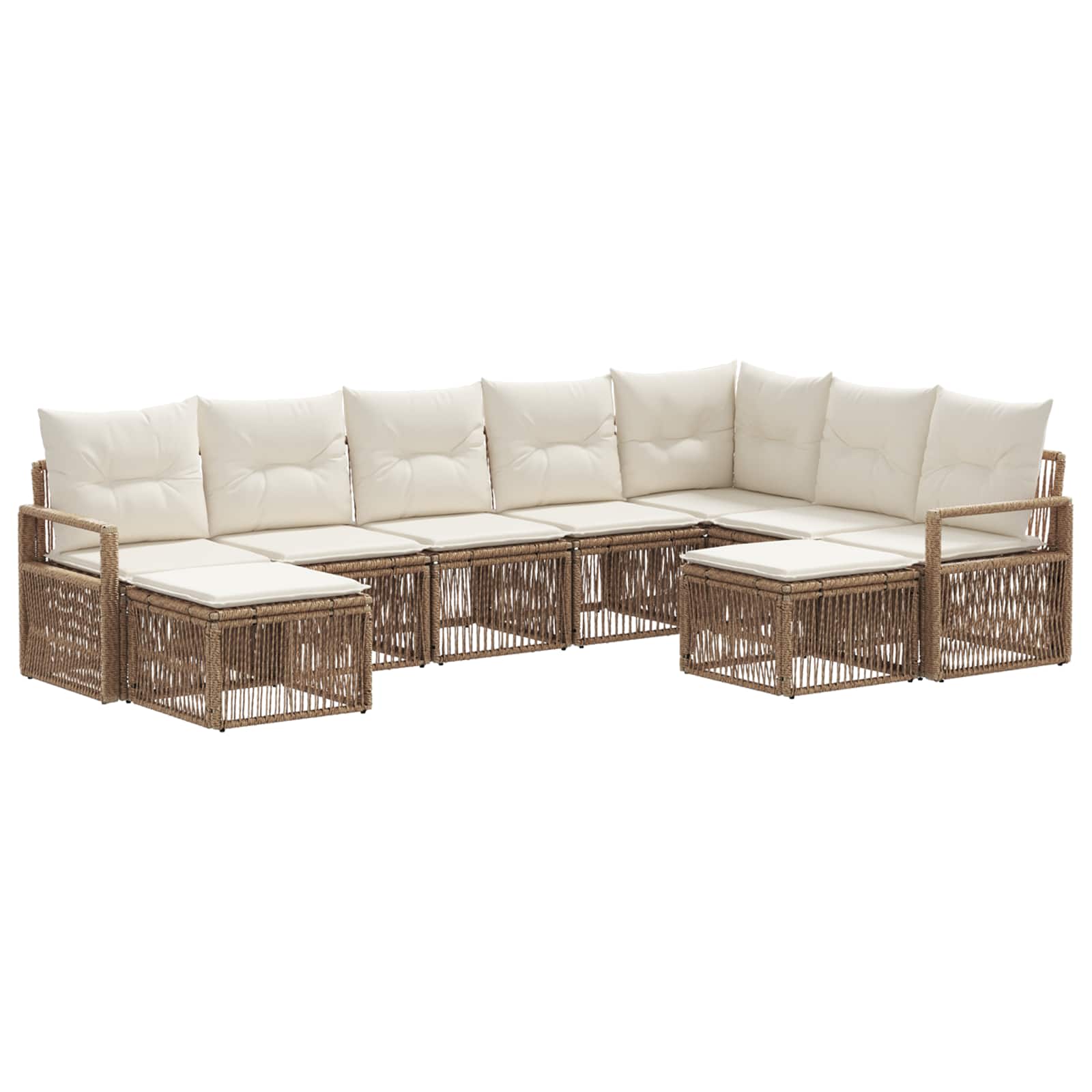 Ensemble de canapé de jardin 9 pcs Beige polyrotin - XIOS