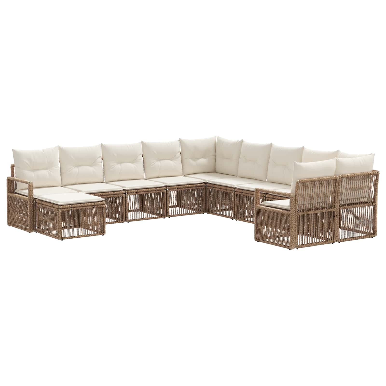Ensemble de canapé de jardin 11 pcs Beige polyrotin - XIOS