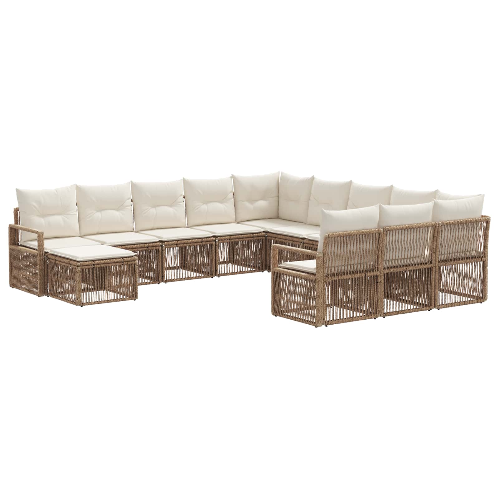 Ensemble de canapé de jardin 12 pcs Beige polyrotin - XIOS
