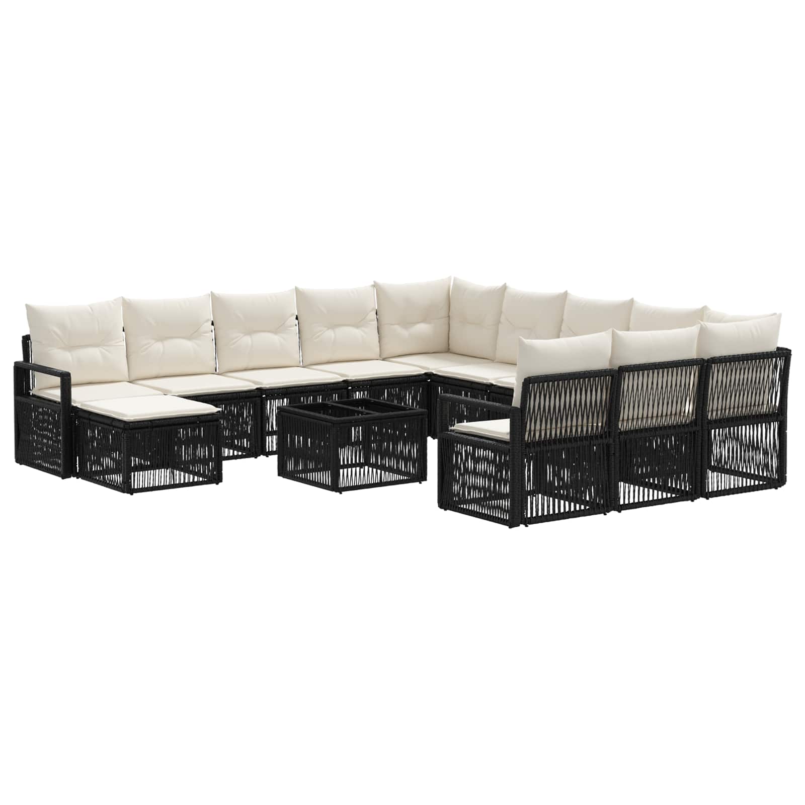 Ensemble de canapé de jardin 13 pcs Noir polyrotin - XIOS