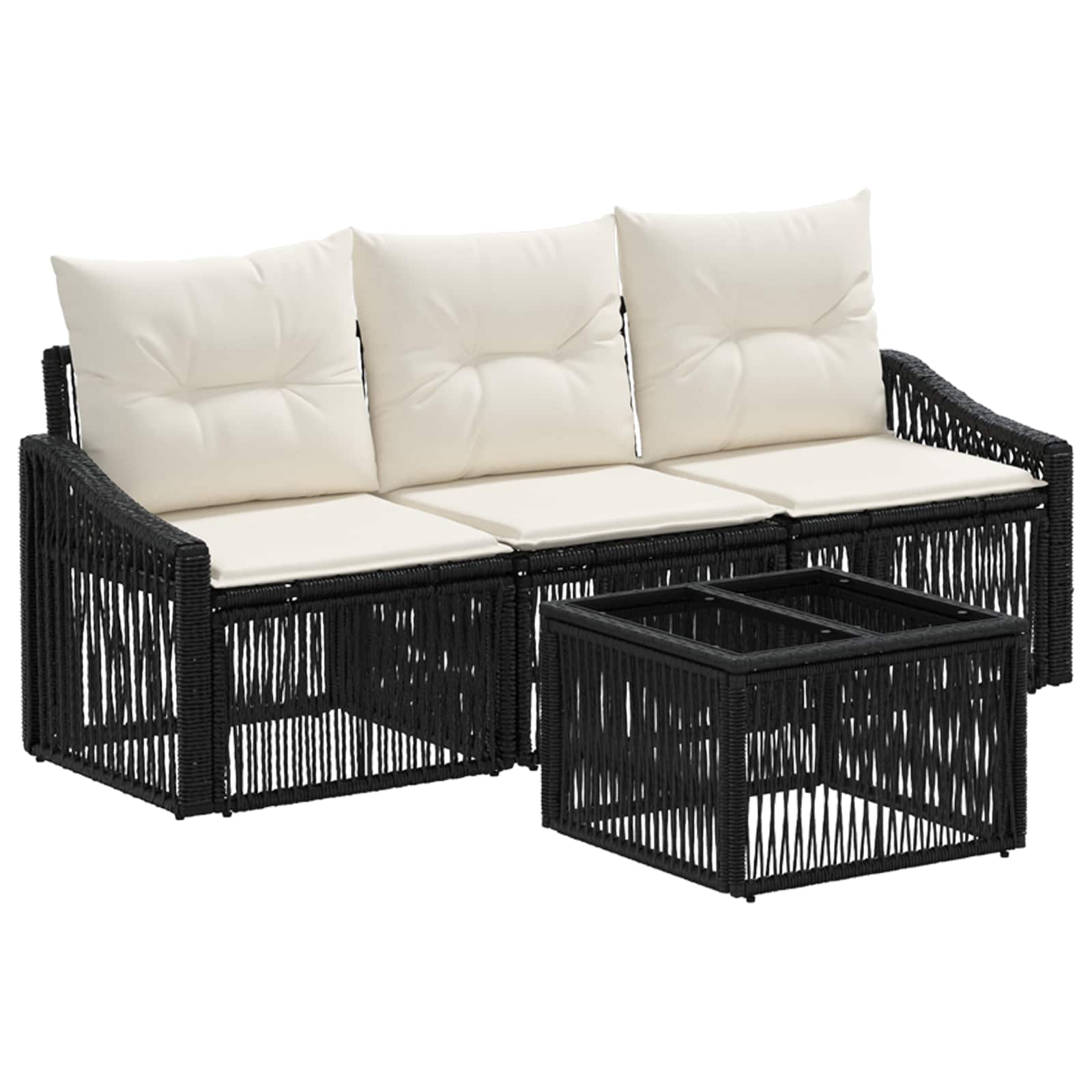 Ensemble de canapé de jardin 4 pcs Noir polyrotin - XIOS