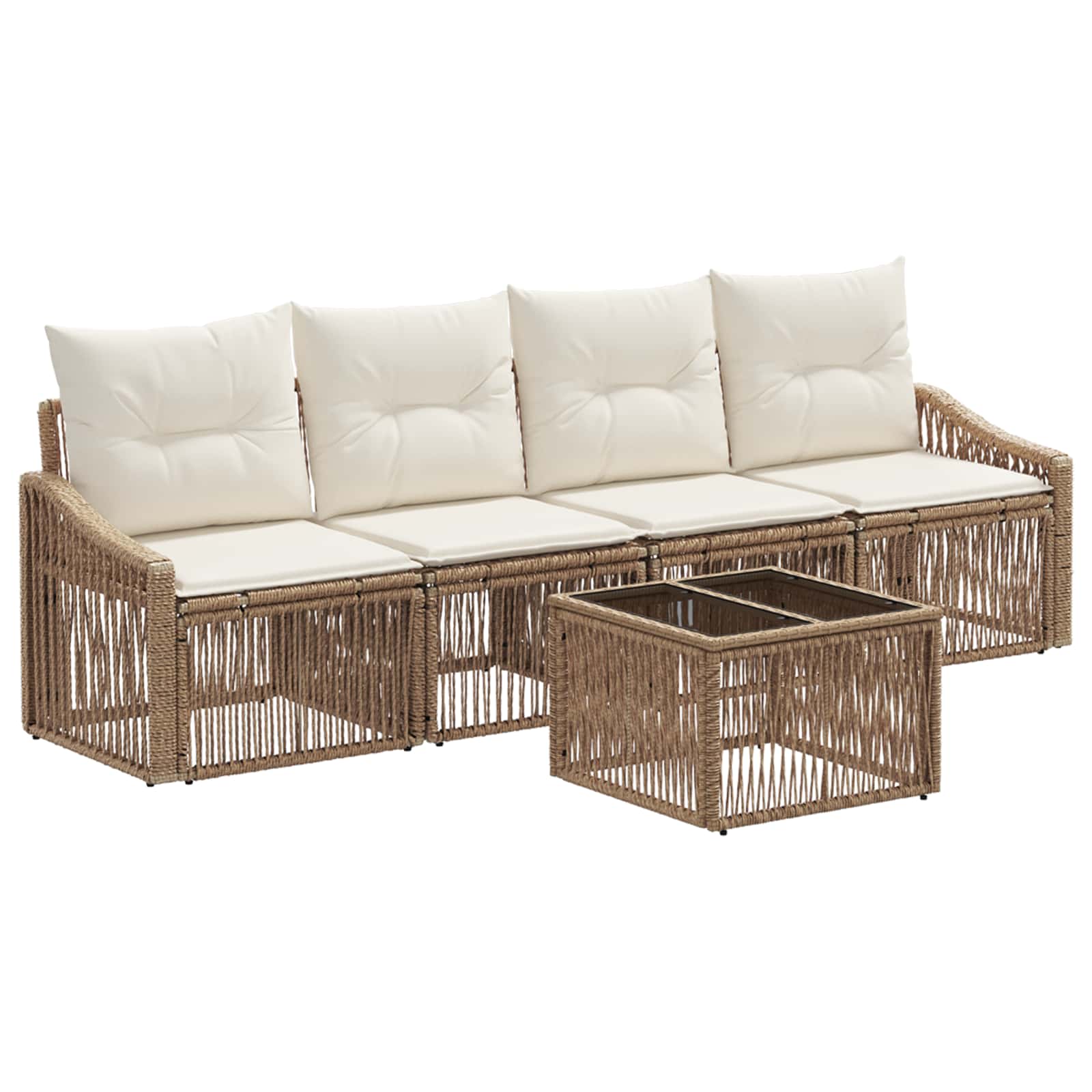 Ensemble de canapé de jardin 5 pcs Beige polyrotin - XIOS