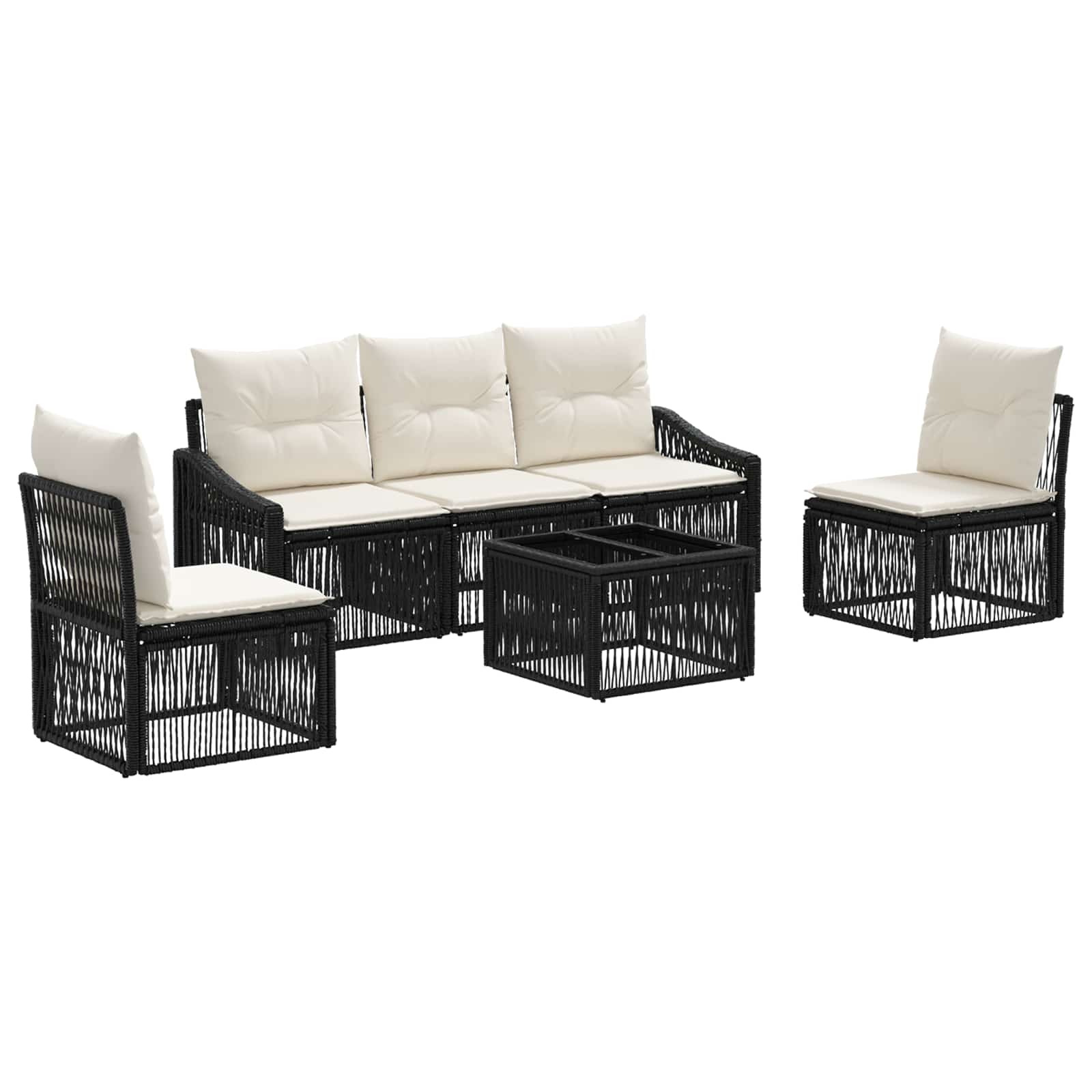 Ensemble de canapé de jardin 6 pcs Noir polyrotin - XIOS