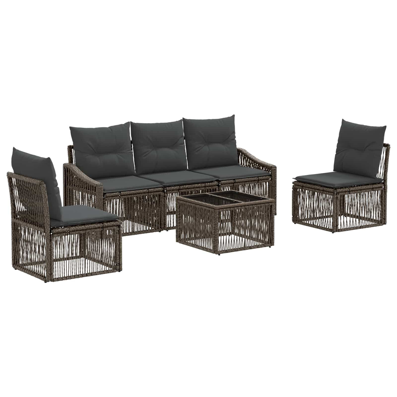 Ensemble de canapé de jardin 6 pcs Gris polyrotin - XIOS