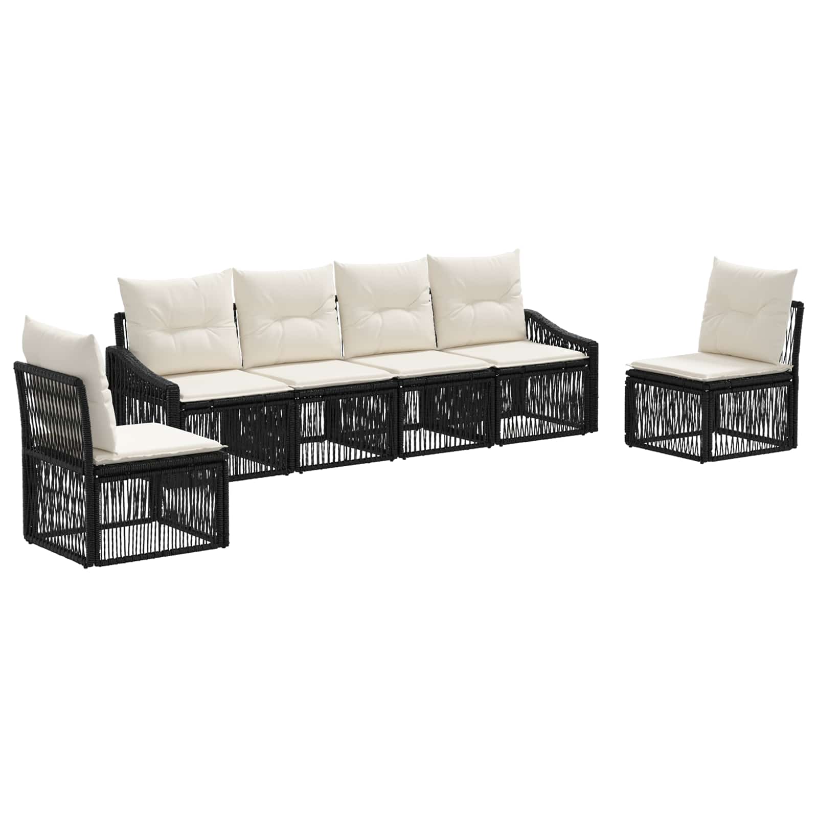 Ensemble de canapé de jardin 6 pcs Noir polyrotin - XIOS