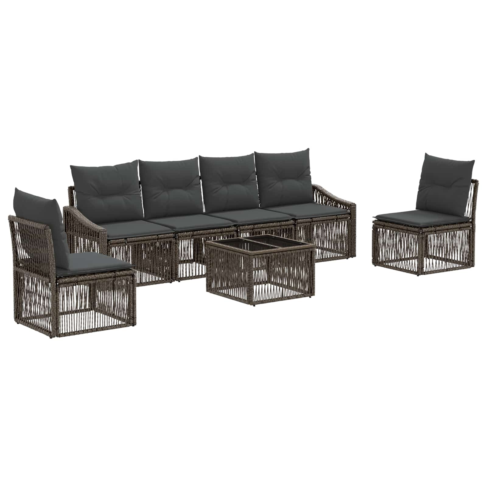 Ensemble de canapé de jardin 7 pcs Gris polyrotin - XIOS