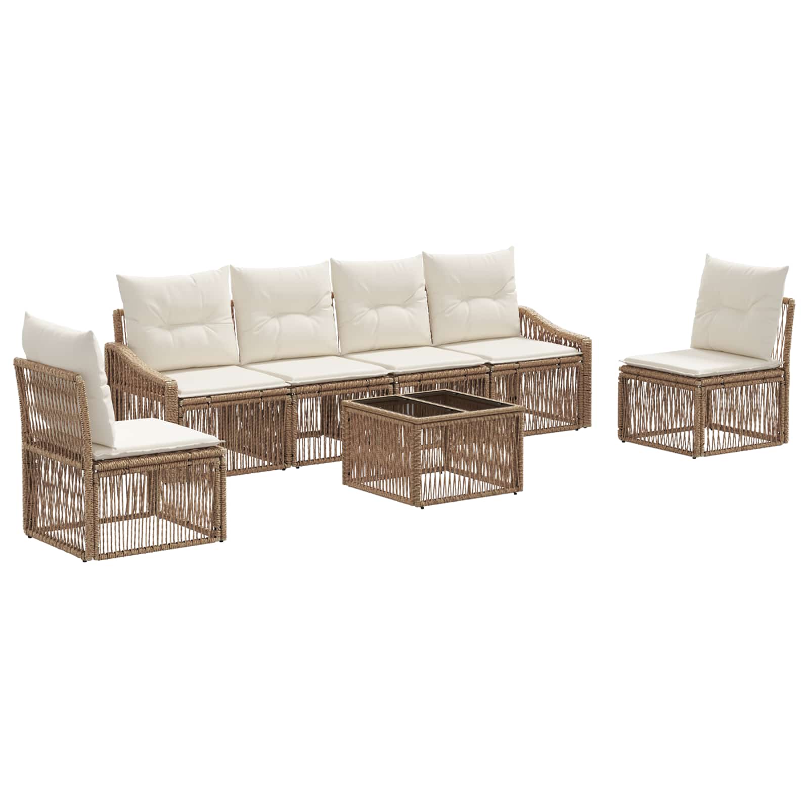 Ensemble de canapé de jardin 7 pcs Beige polyrotin - XIOS