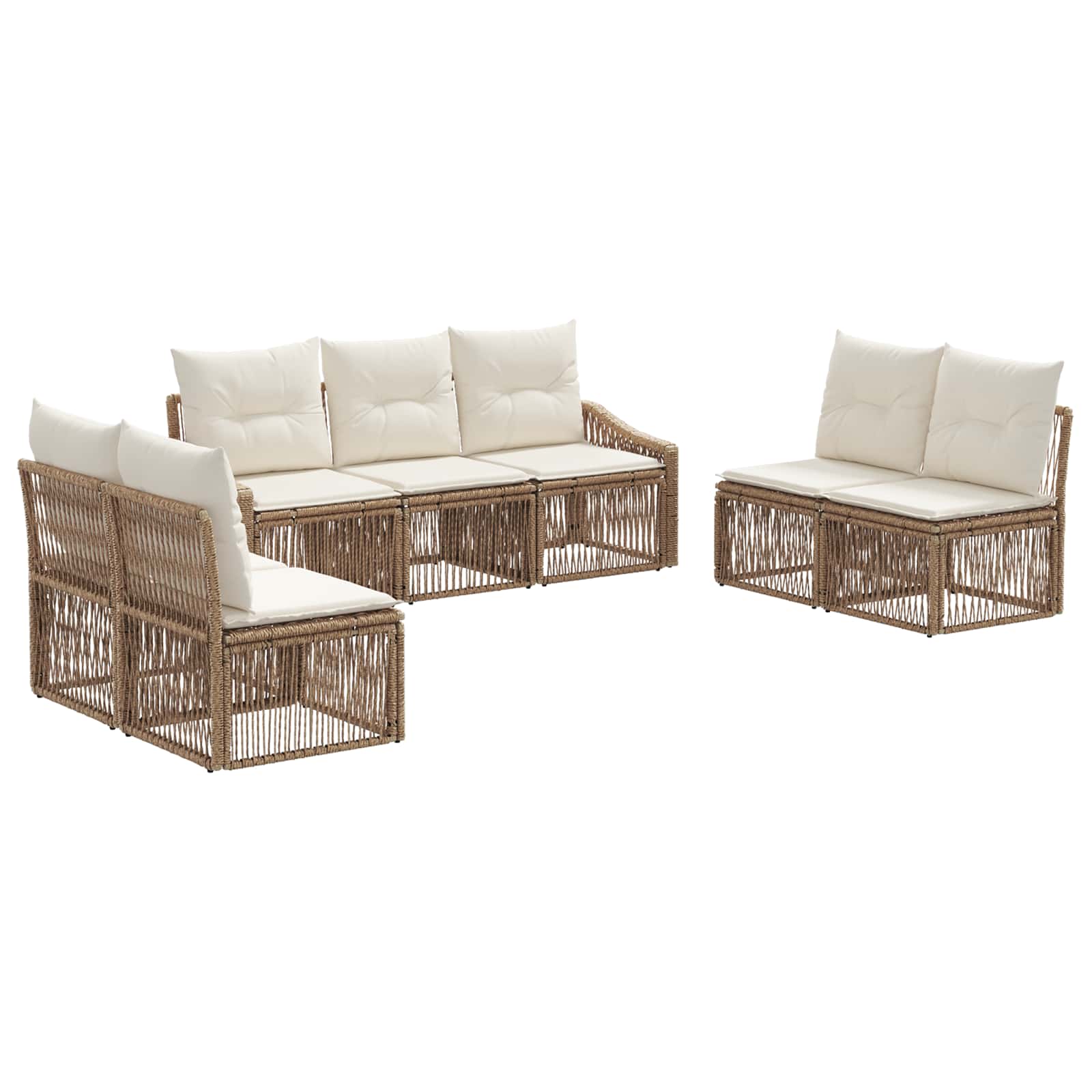 Ensemble de canapé de jardin 7 pcs Beige polyrotin - XIOS
