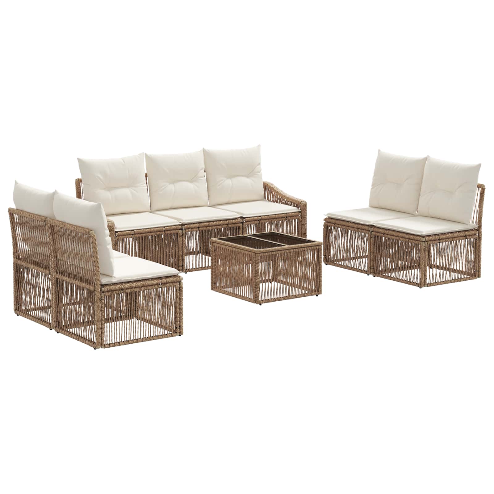 Ensemble de canapé de jardin 8 pcs Beige polyrotin - XIOS