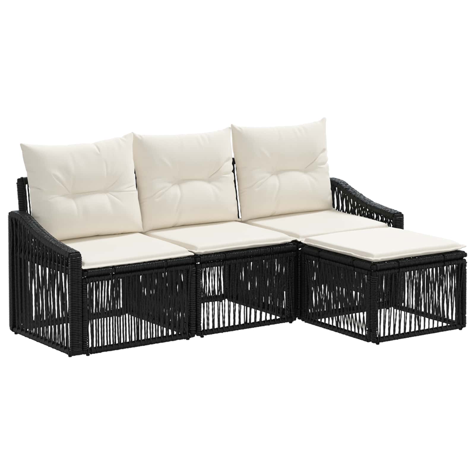 Ensemble de canapé de jardin 4 pcs Noir polyrotin - XIOS