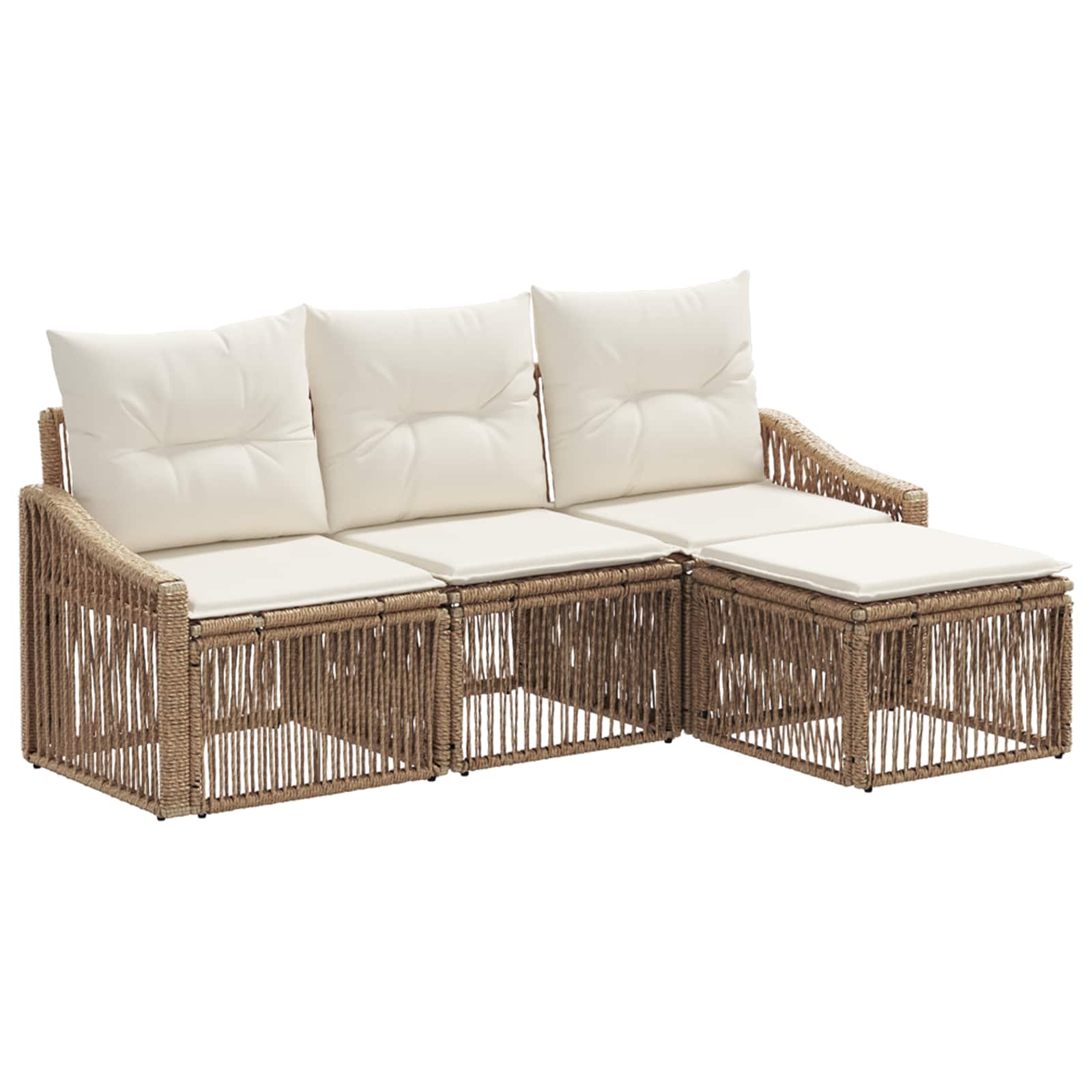 Ensemble de canapé de jardin 4 pcs Beige polyrotin - XIOS