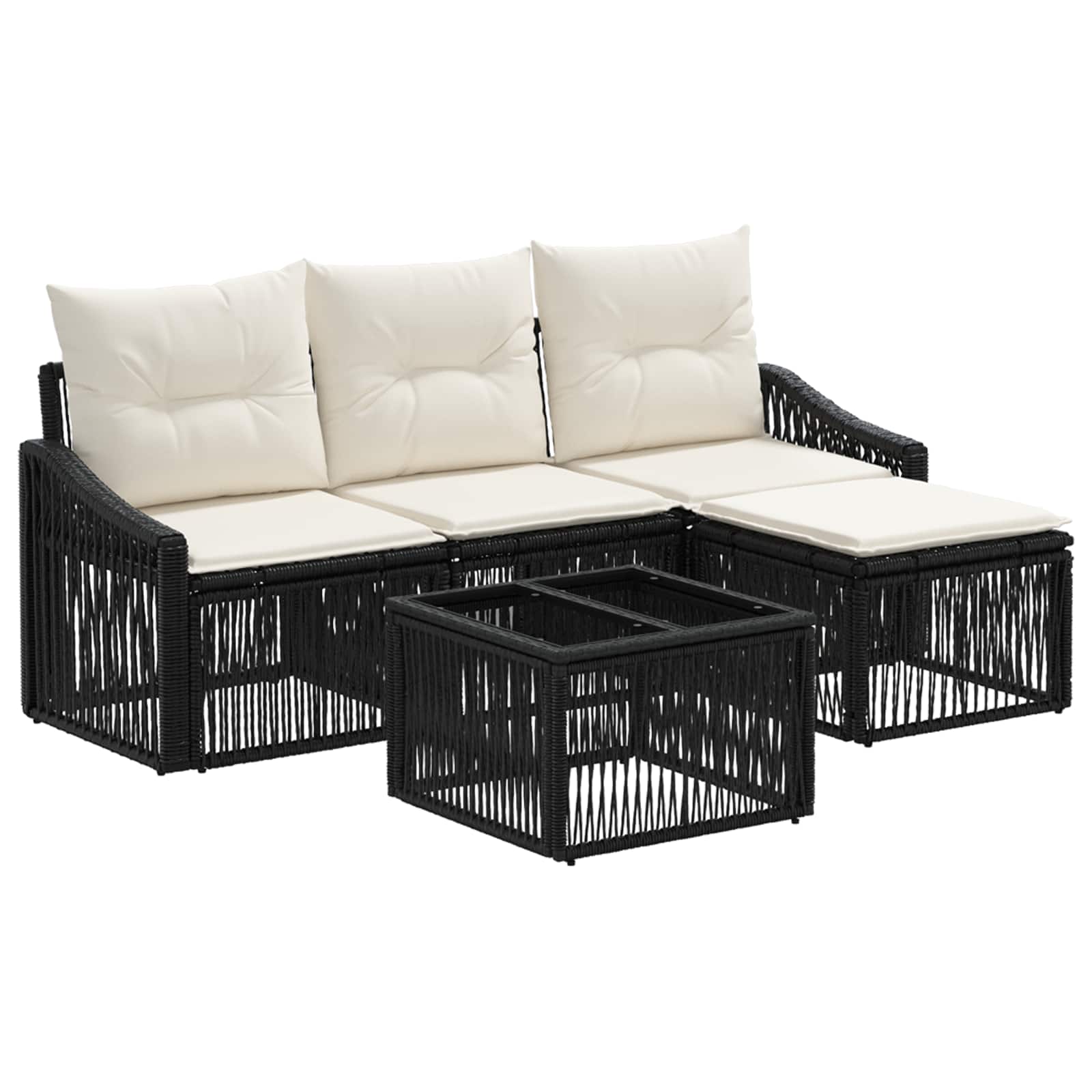Ensemble de canapé de jardin 5 pcs Noir polyrotin - XIOS
