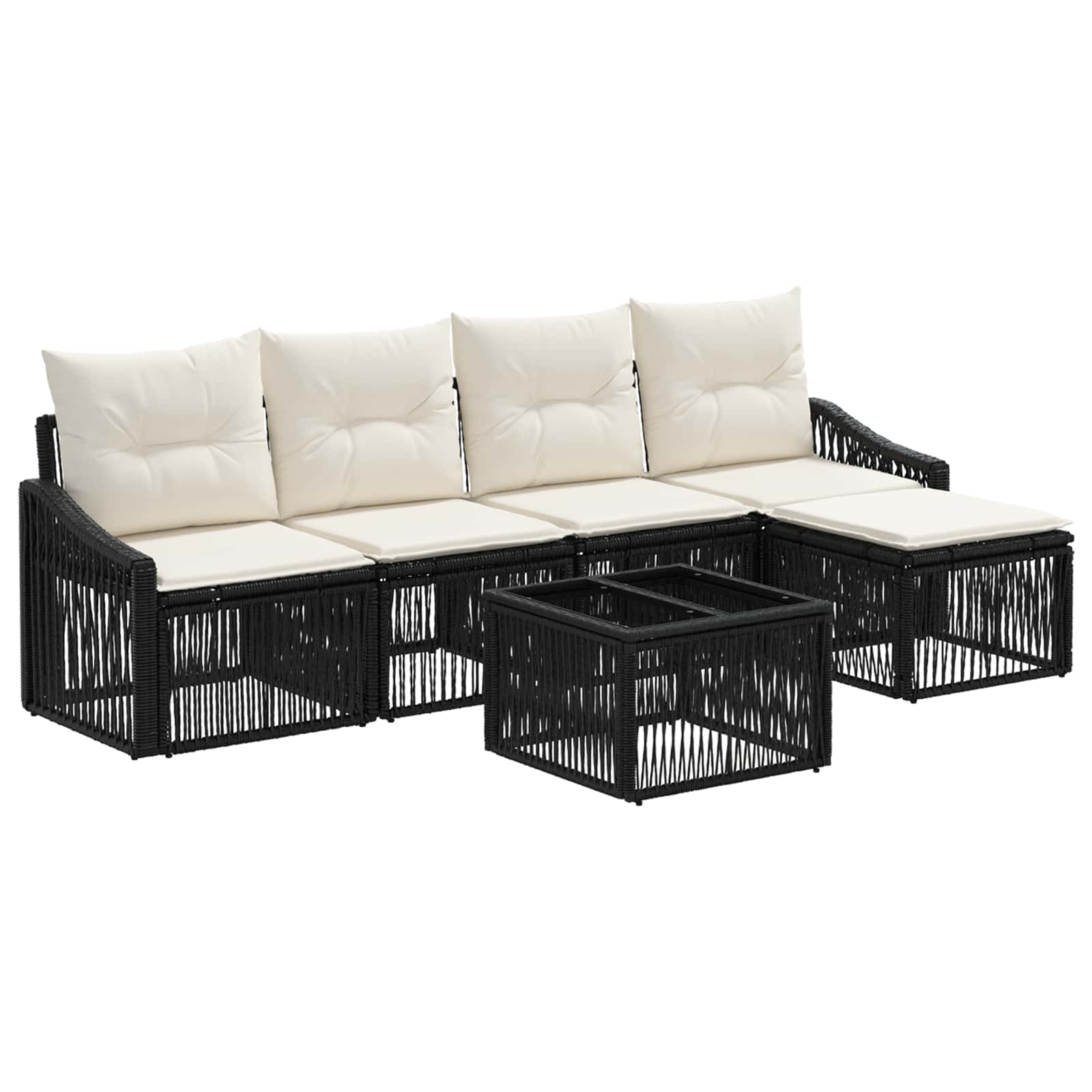 Ensemble de canapé de jardin 6 pcs Noir polyrotin - XIOS
