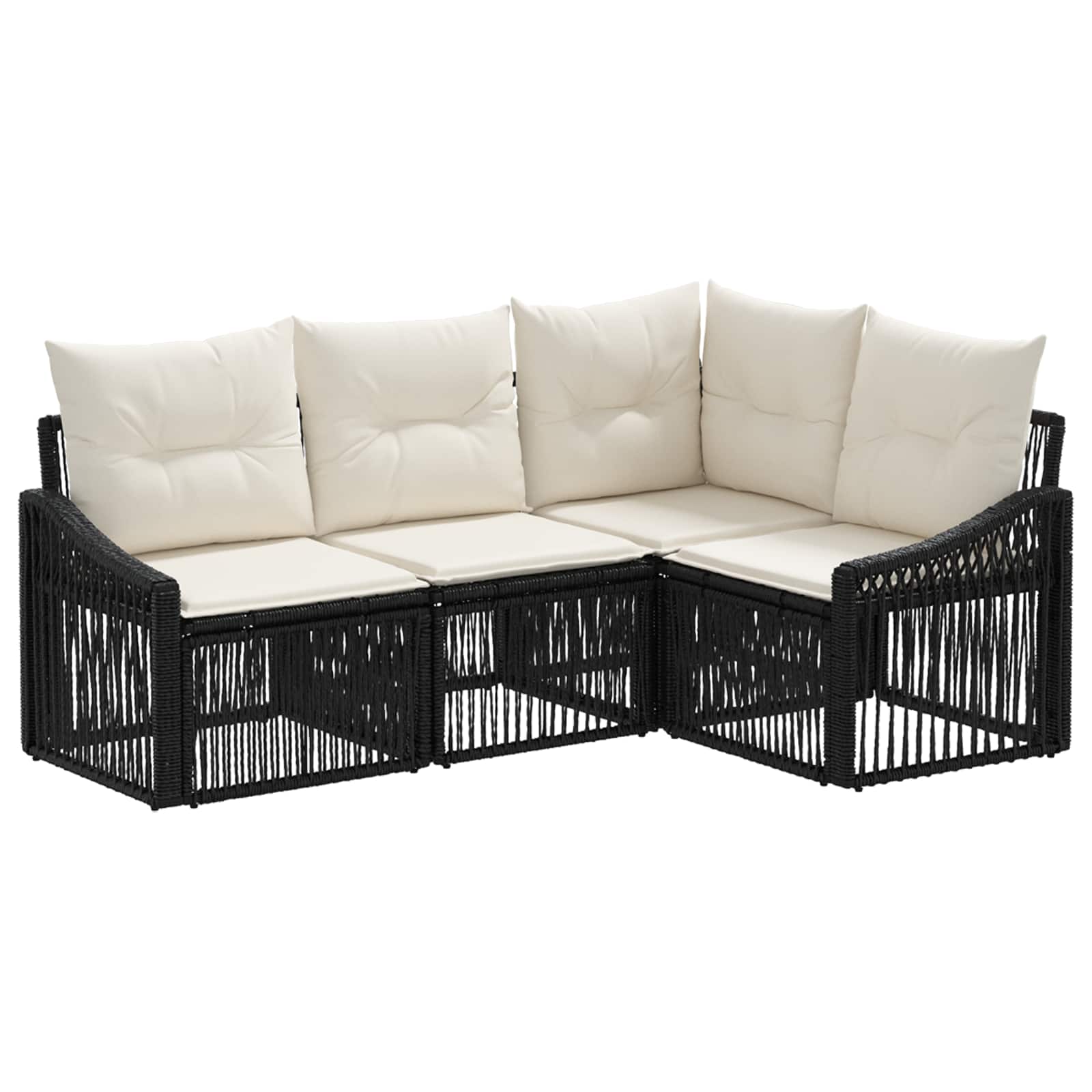 Ensemble de canapé de jardin 4 pcs Noir polyrotin - XIOS