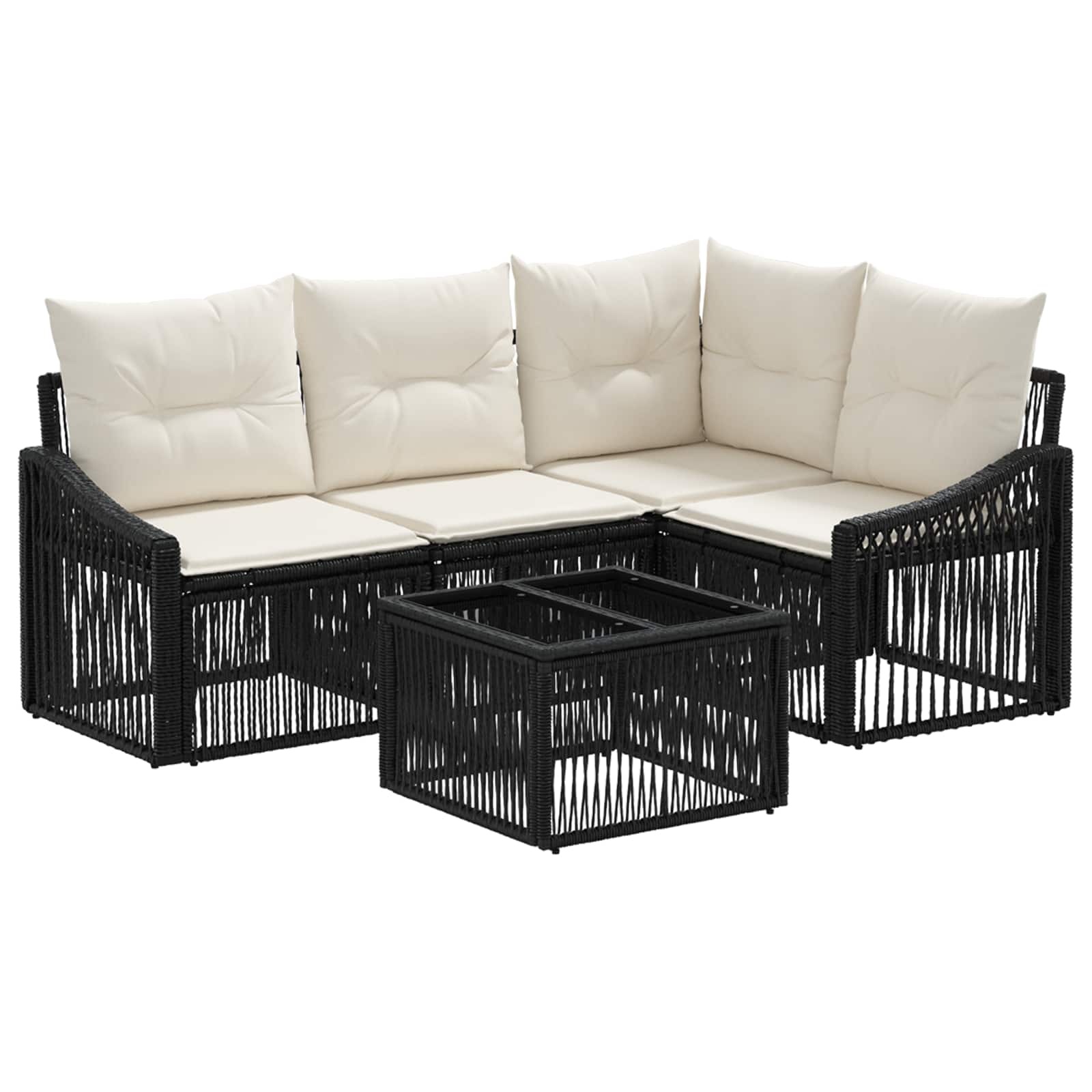 Ensemble de canapé de jardin 5 pcs Noir polyrotin - XIOS
