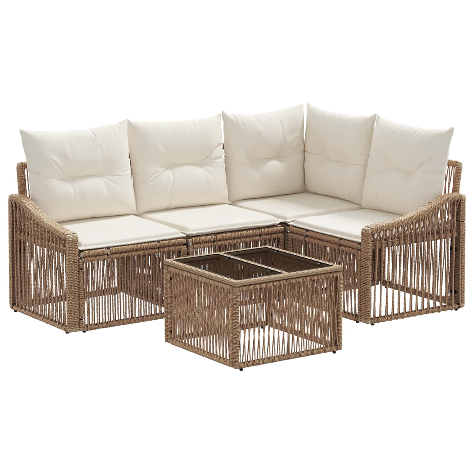 Ensemble de canapé de jardin 5 pcs Beige polyrotin - XIOS
