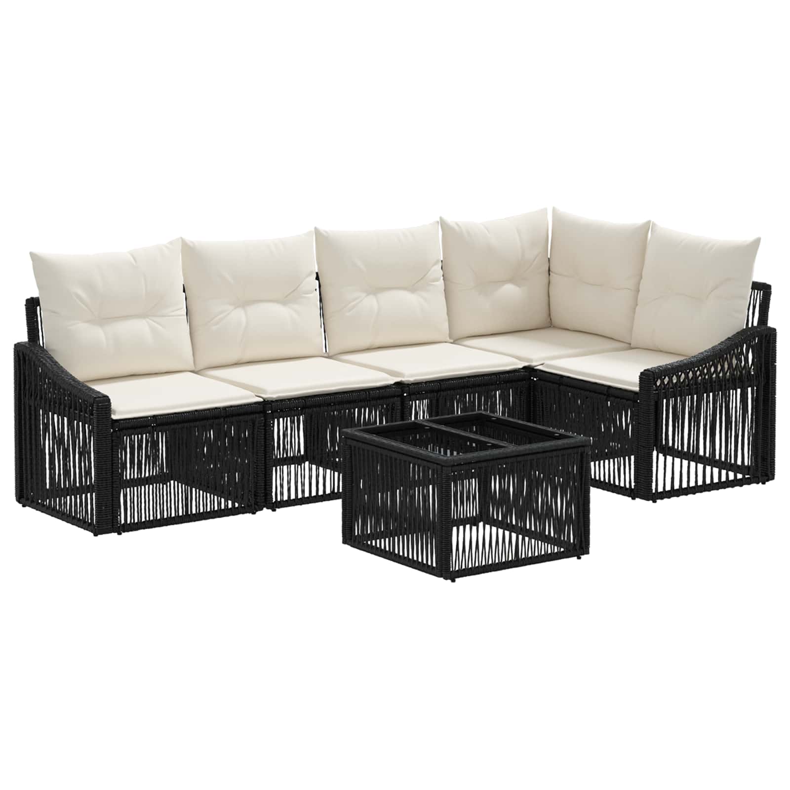 Ensemble de canapé de jardin 6 pcs Noir polyrotin - XIOS