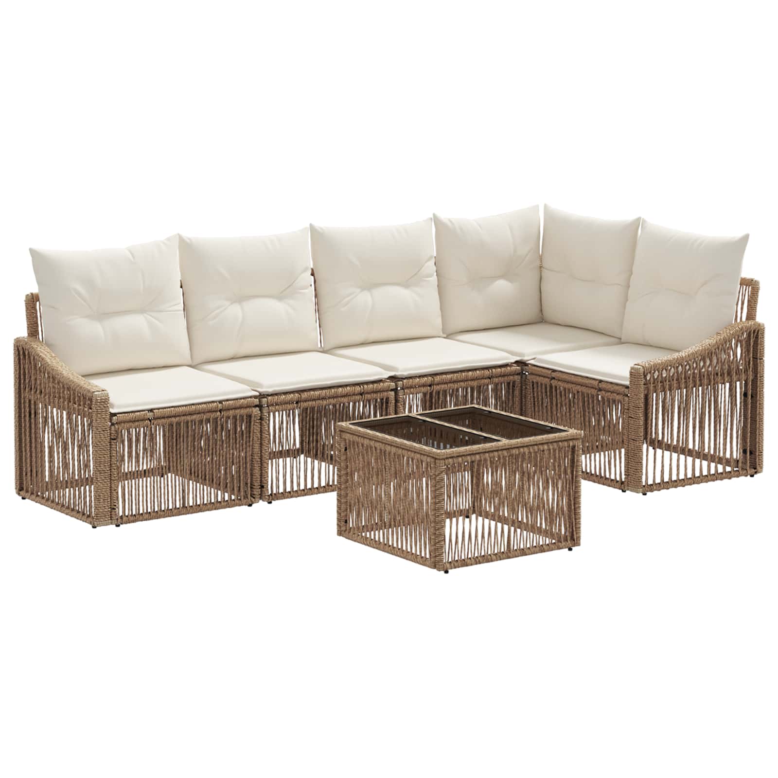 Ensemble de canapé de jardin 6 pcs Beige polyrotin - XIOS