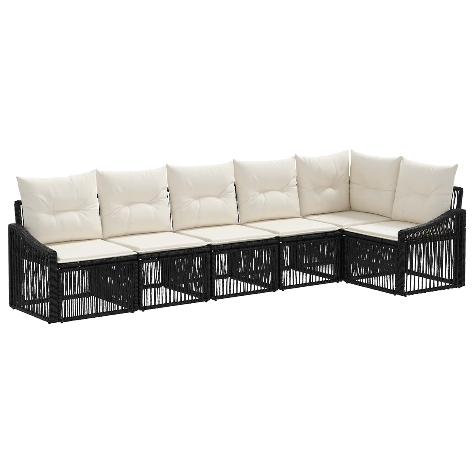 Ensemble de canapé de jardin 6 pcs Noir polyrotin - XIOS