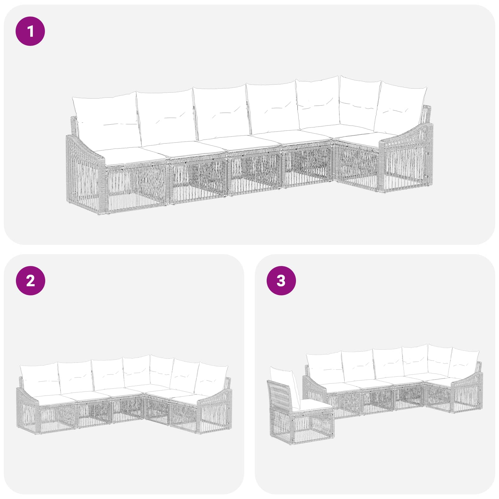 Ensemble de canapé de jardin 6 pcs Gris polyrotin - XIOS