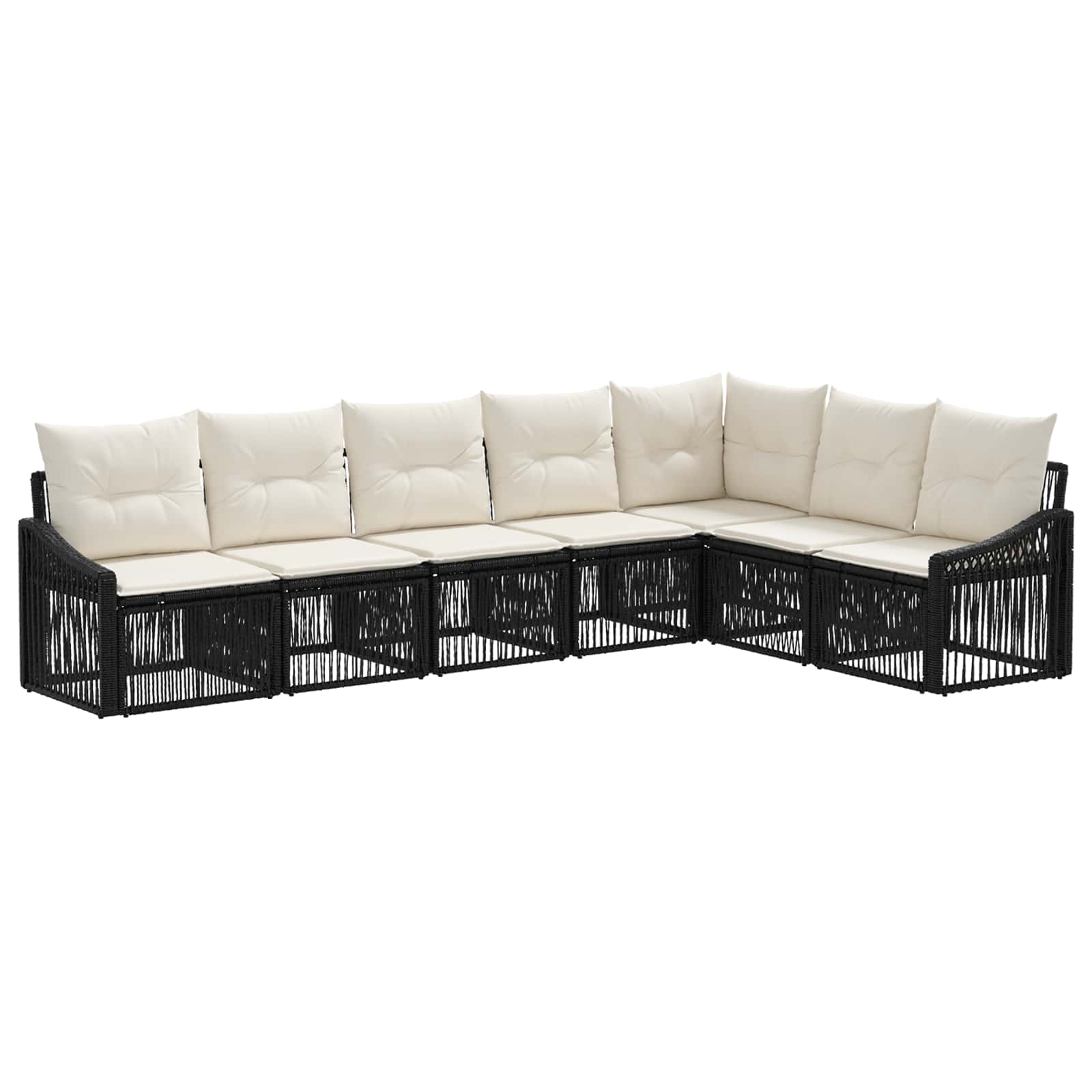 Ensemble de canapé de jardin 7 pcs Noir polyrotin - XIOS