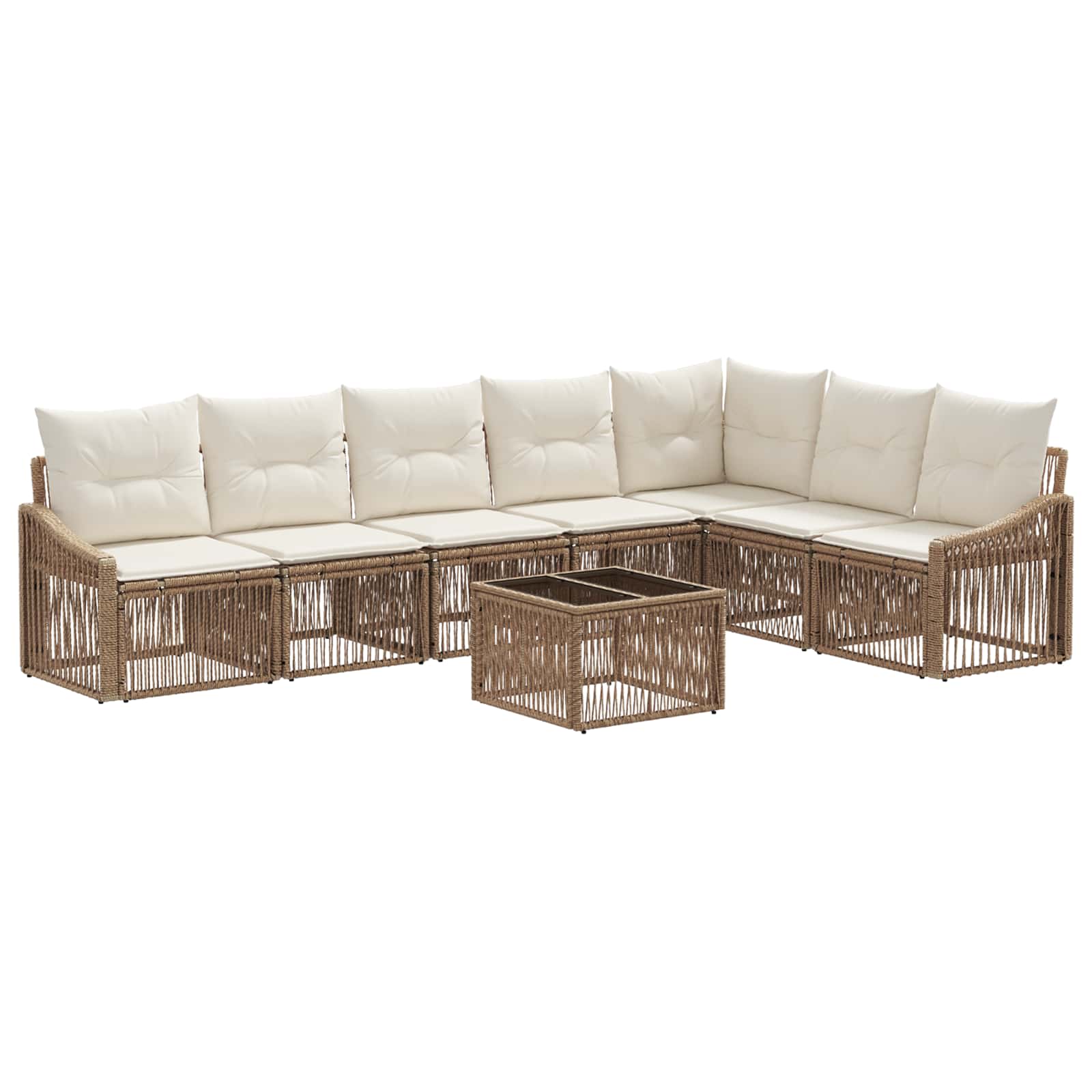 Ensemble de canapé de jardin 8 pcs Beige polyrotin - XIOS