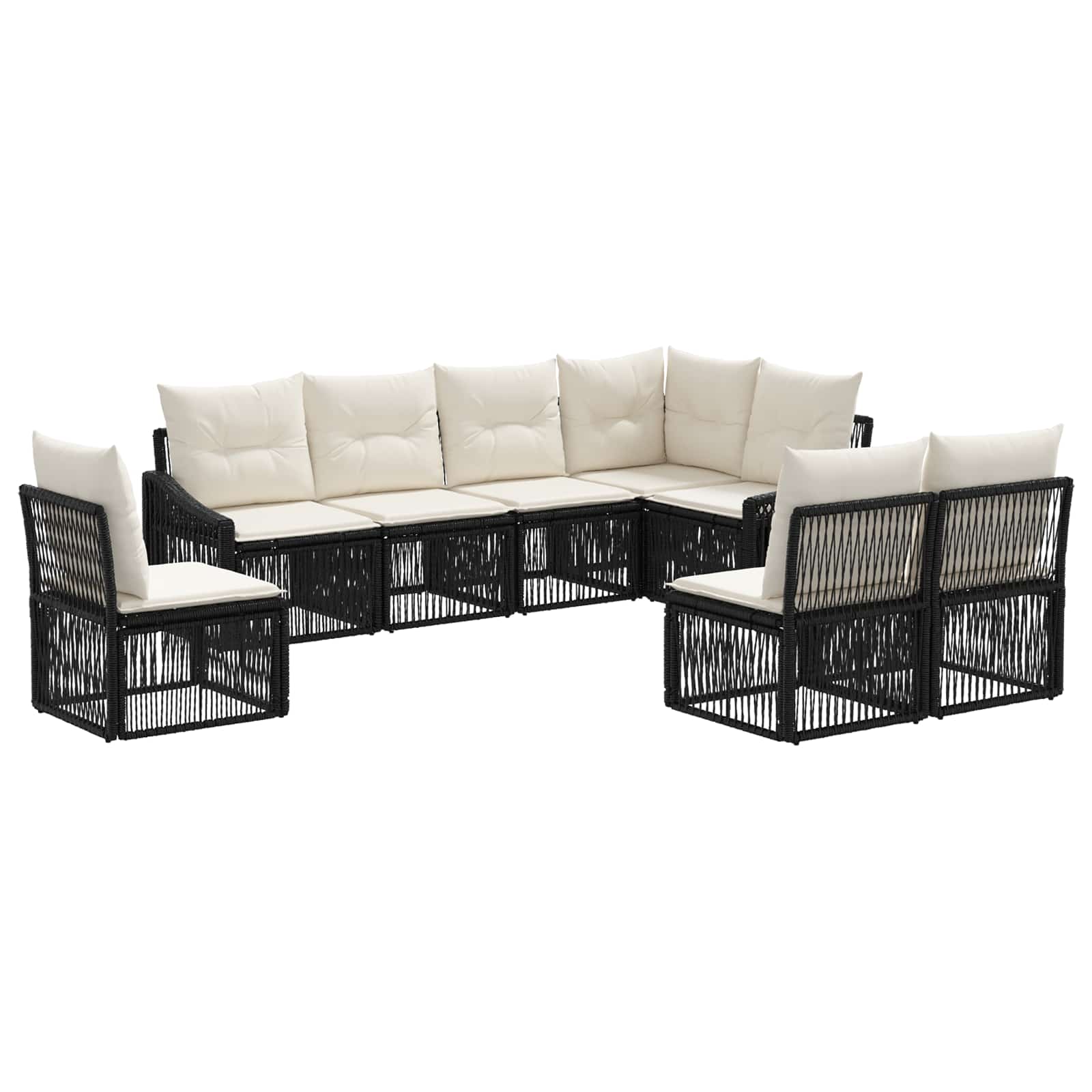 Ensemble de canapé de jardin 8 pcs Noir polyrotin - XIOS