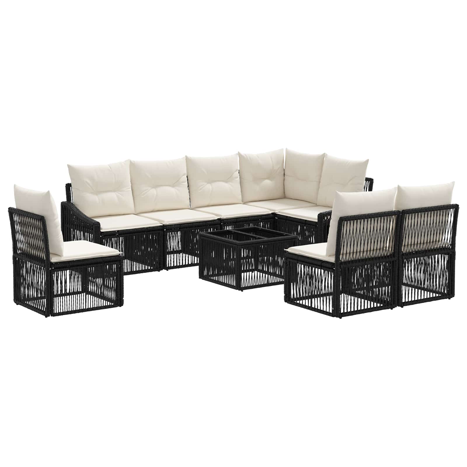 Ensemble de canapé de jardin 9 pcs Noir polyrotin - XIOS