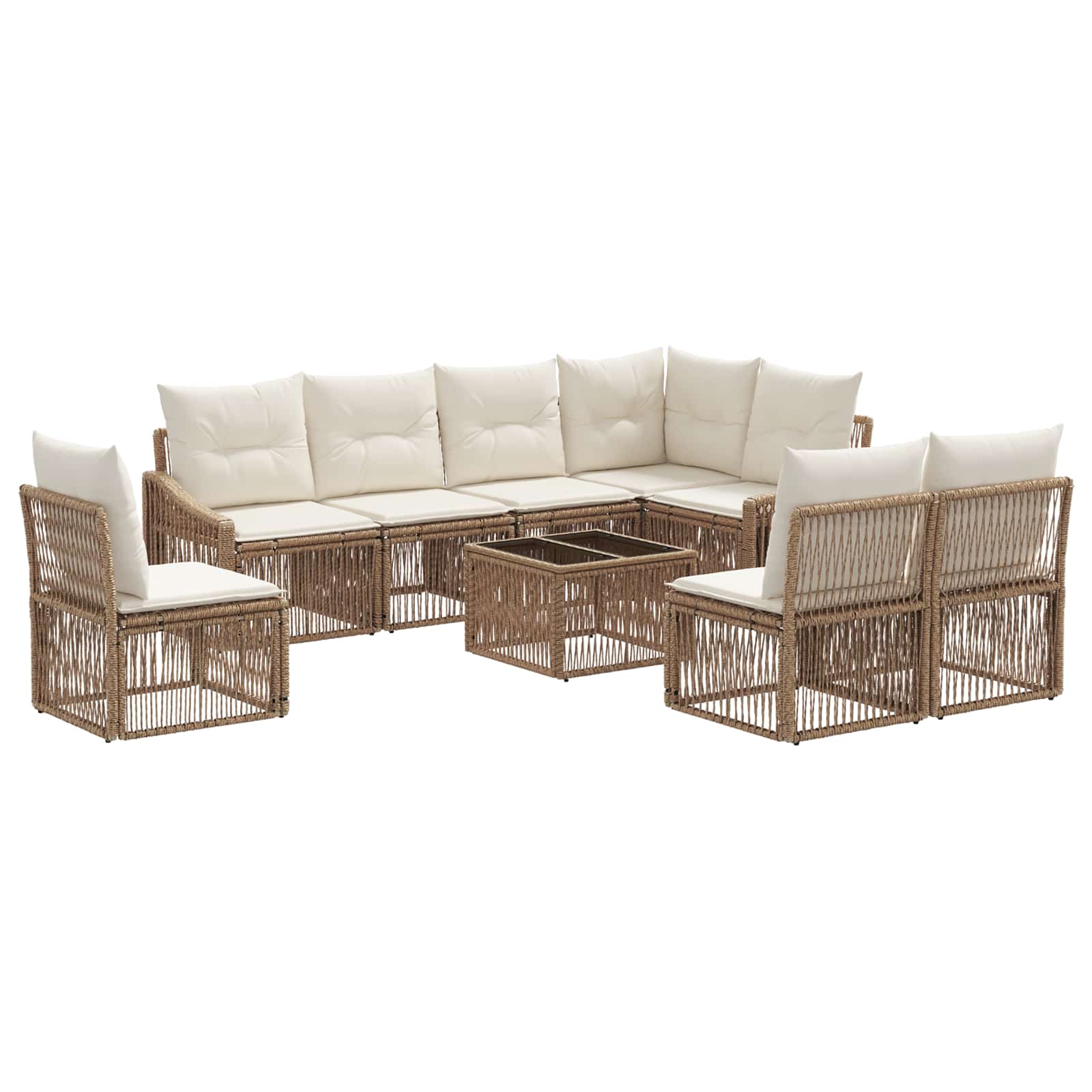 Ensemble de canapé de jardin 9 pcs Beige polyrotin - XIOS