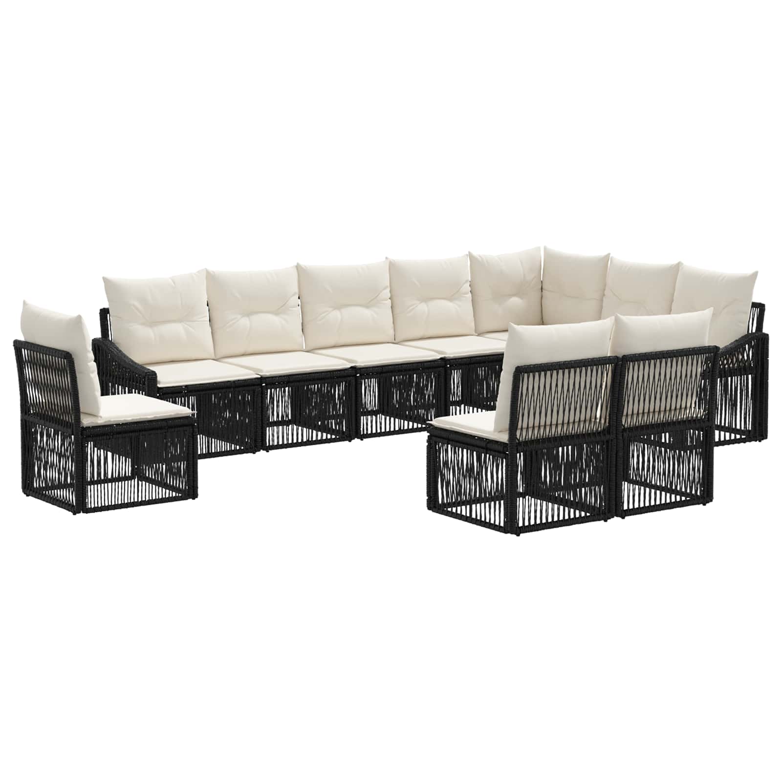 Ensemble de canapé de jardin 10 pcs Noir polyrotin - XIOS