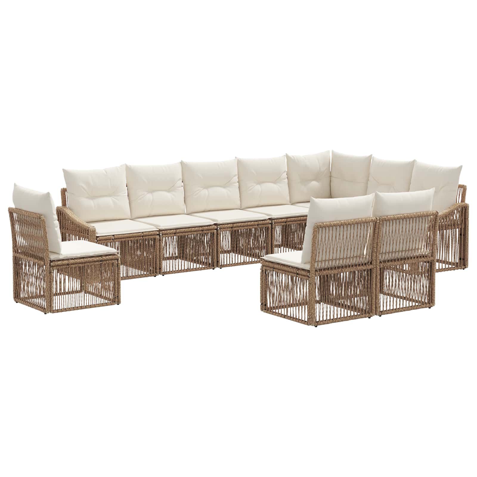 Ensemble de canapé de jardin 10 pcs Beige polyrotin - XIOS