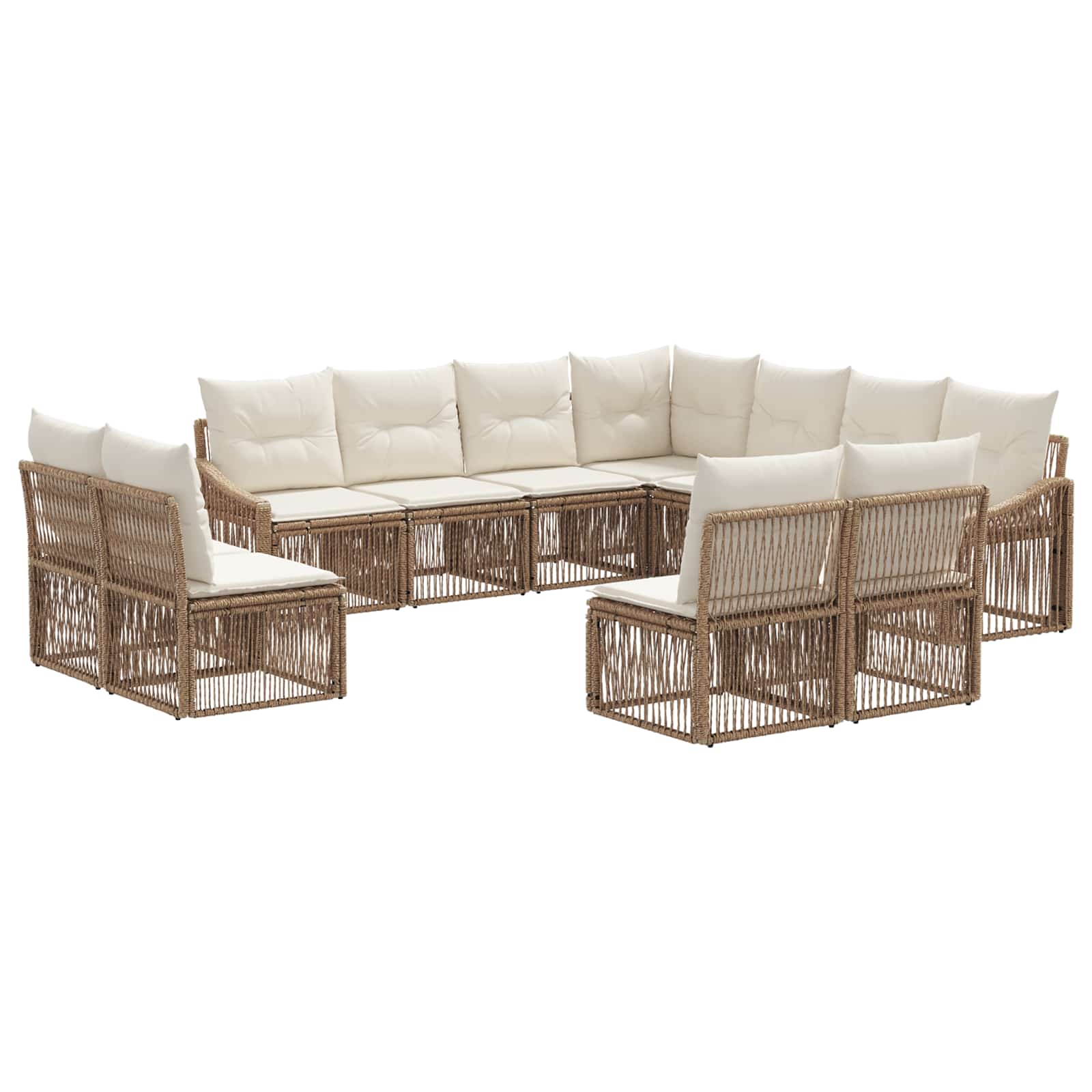 Ensemble de canapé de jardin 11 pcs Beige polyrotin - XIOS
