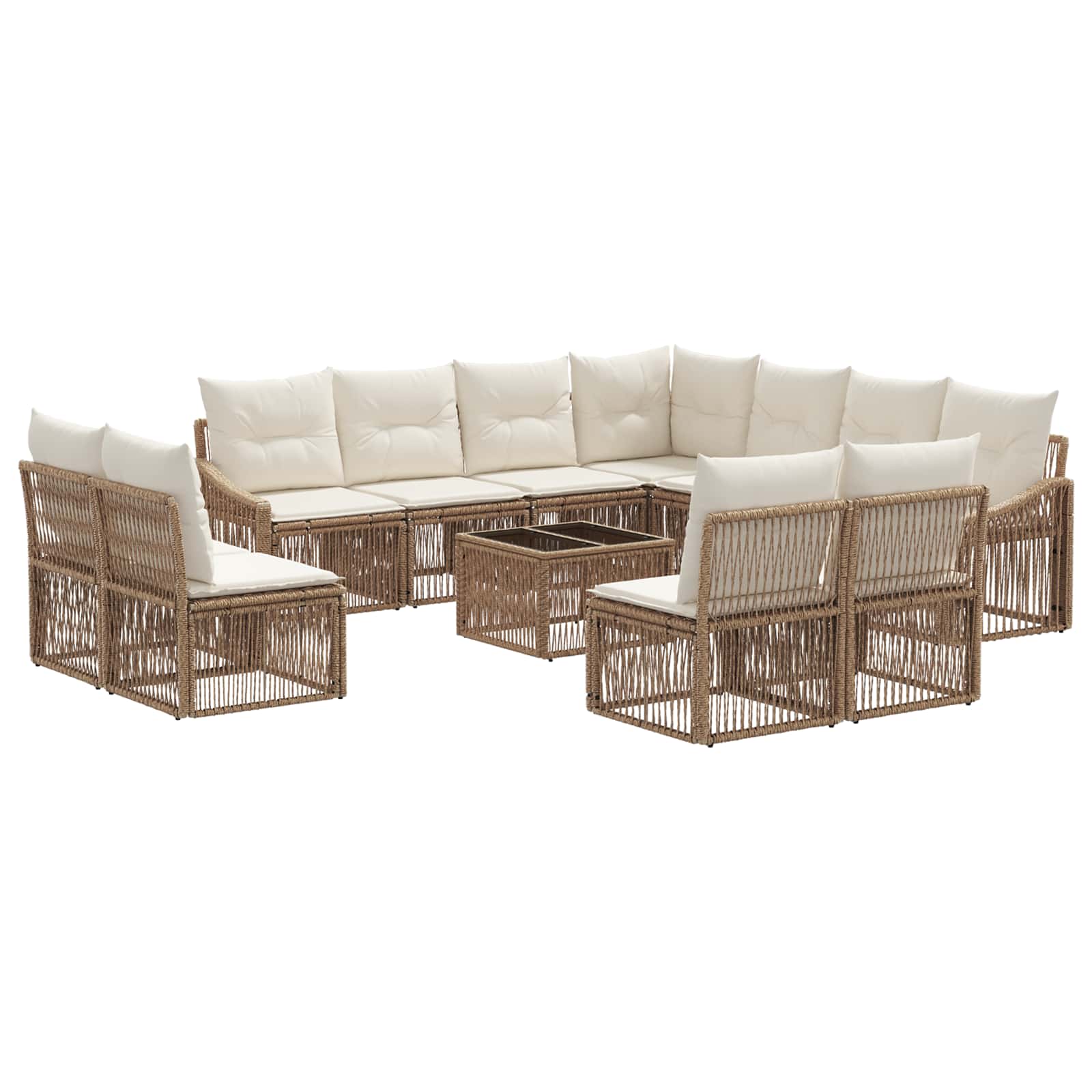Ensemble de canapé de jardin 12 pcs Beige polyrotin - XIOS