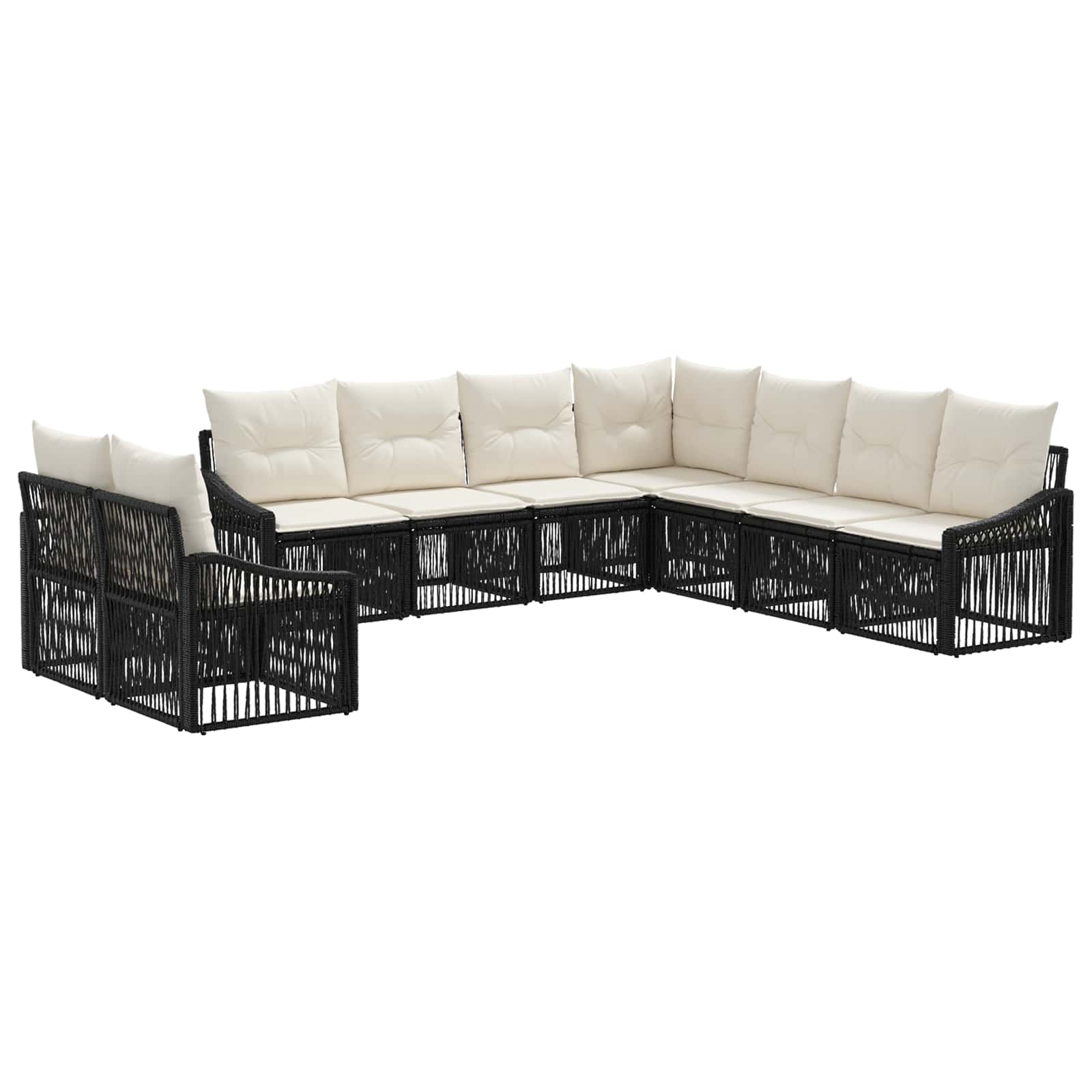 Ensemble de canapé de jardin 9 pcs Noir polyrotin - XIOS