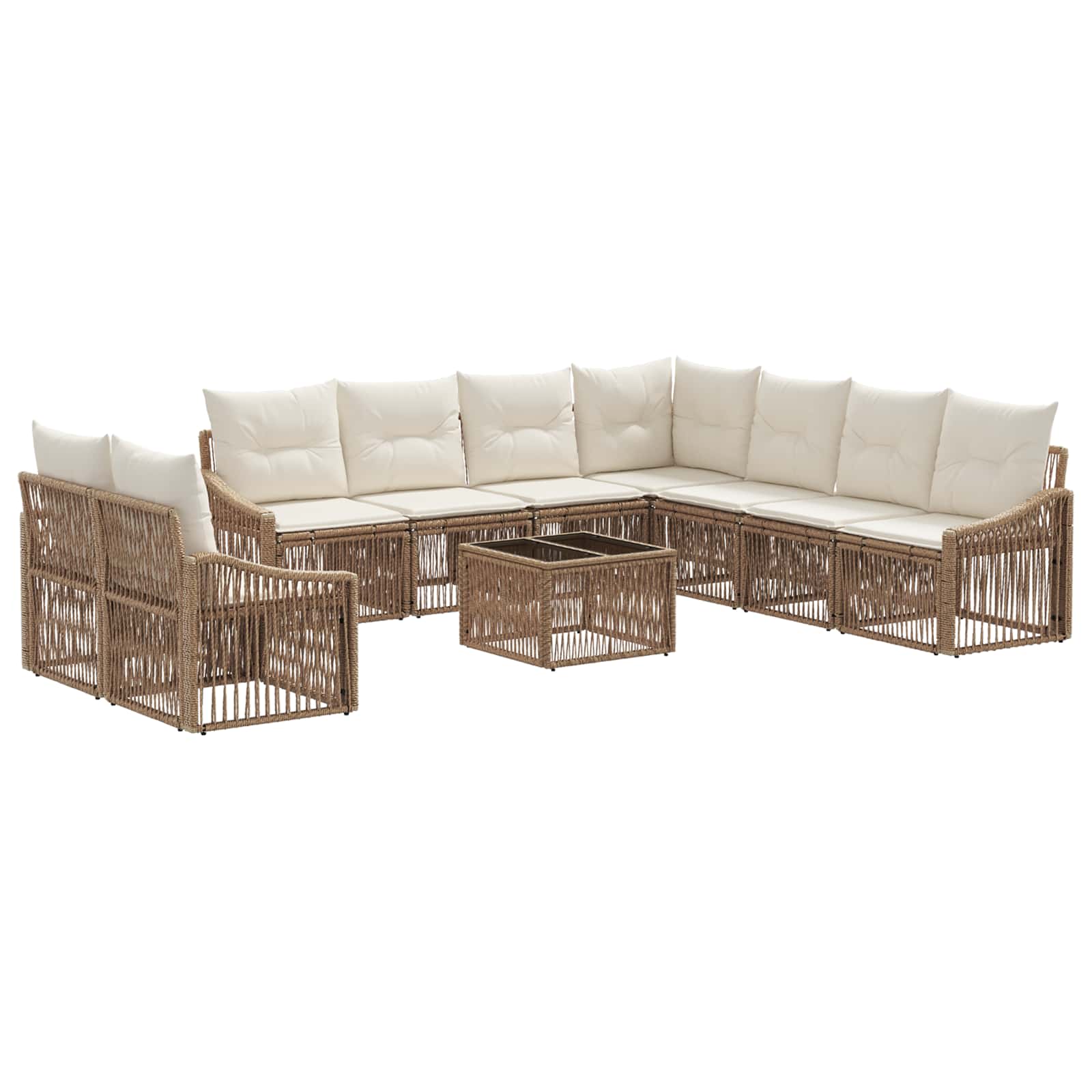 Ensemble de canapé de jardin 10 pcs Beige polyrotin - XIOS